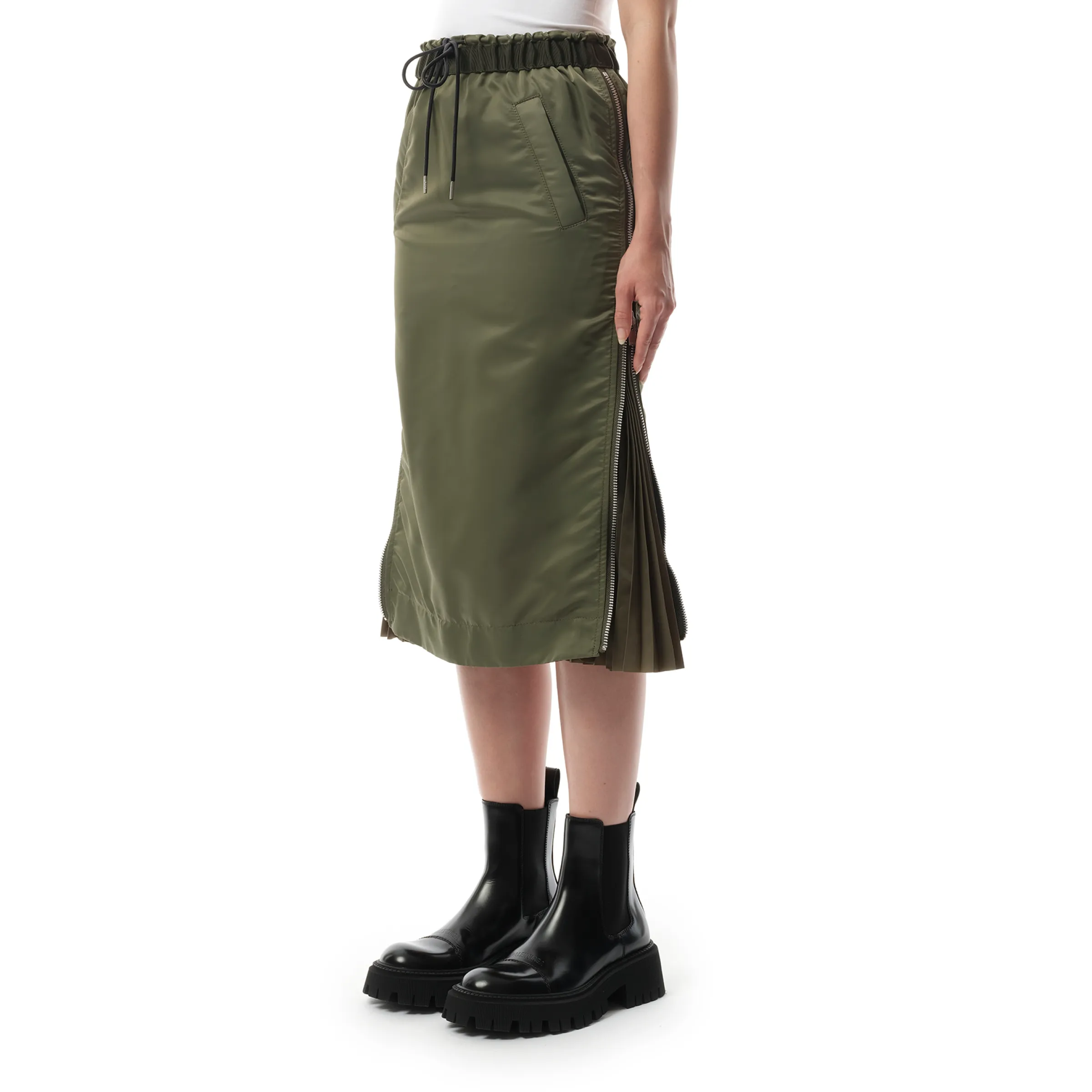 Nylon Twill Skirt in Khaki sold by MARAIS product image thumbnail 5