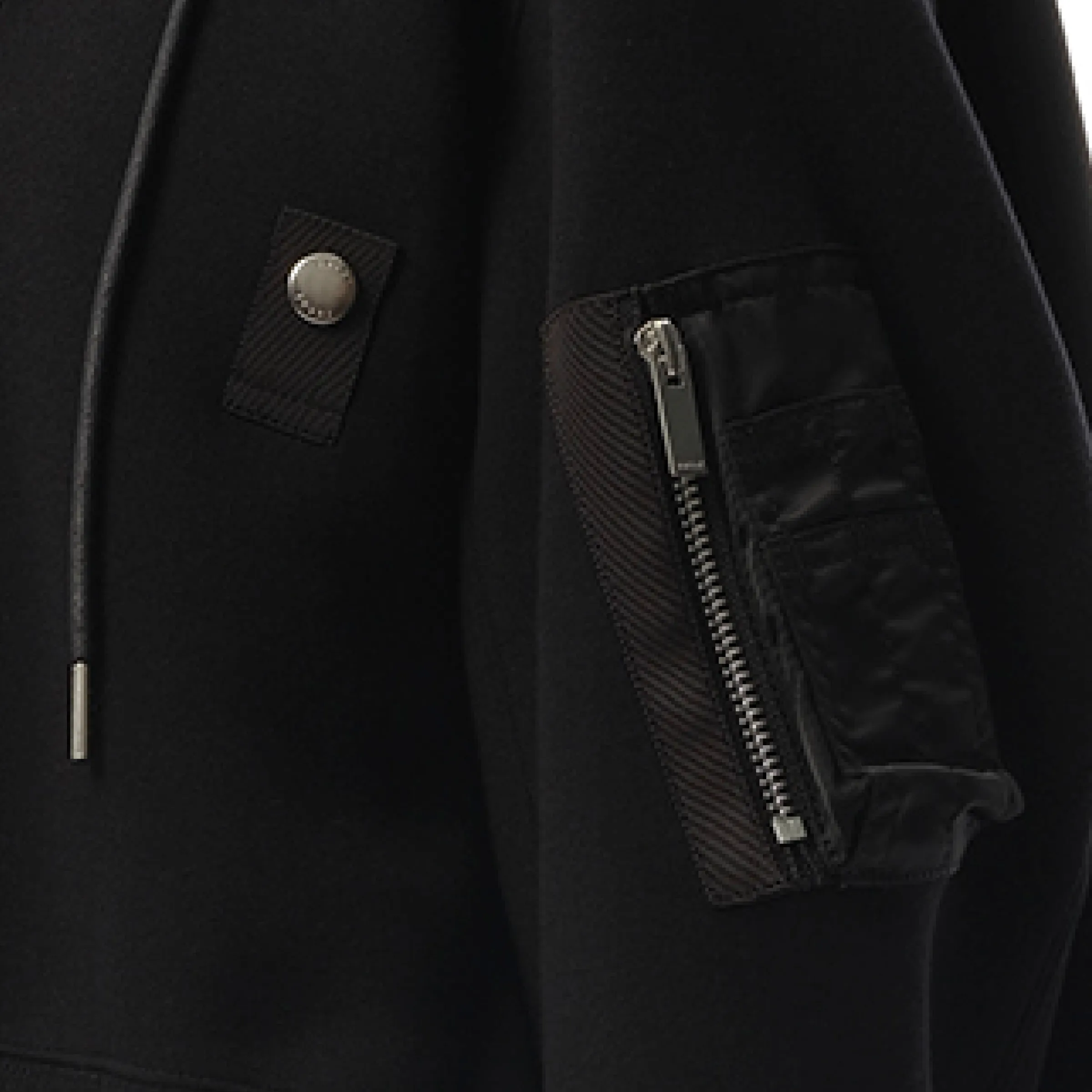 Sponge Sweat x Nylon Twill Zip Hoodie in Black sold by MARAIS product image thumbnail 3