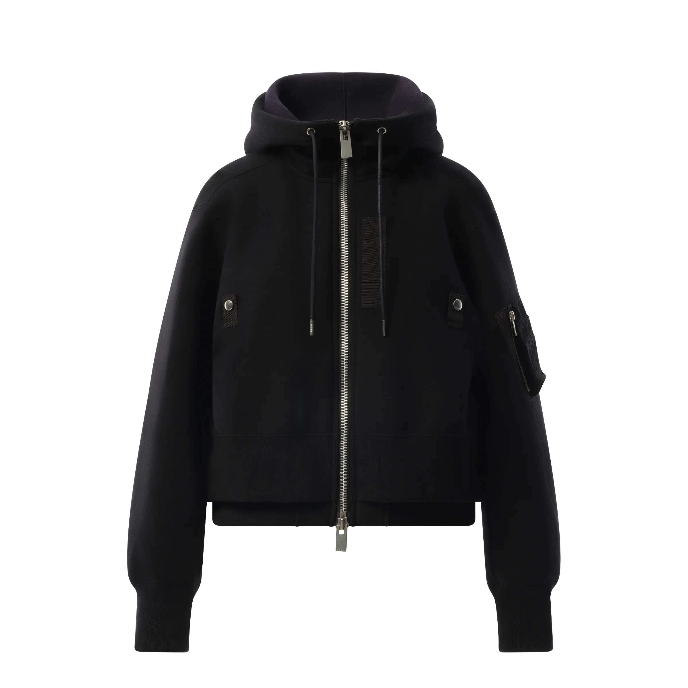 Sponge Sweat x Nylon Twill Zip Hoodie in Black sold by MARAIS product image thumbnail 2