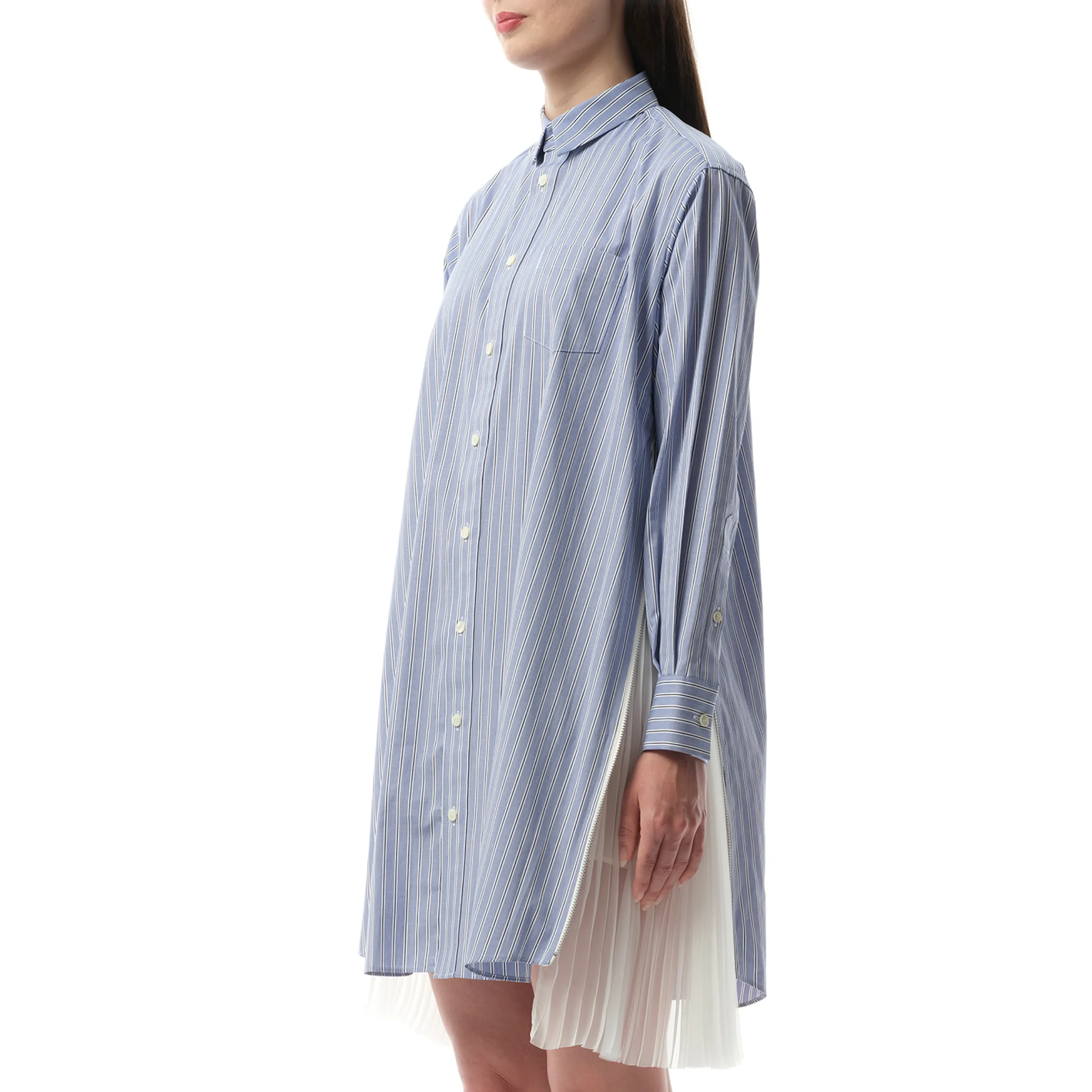 Cotton Poplin Stripe Dress in Light Blue sold by MARAIS product image thumbnail 5
