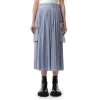 Cotton Poplin Stripe Skirt in Light Blue sold by MARAIS