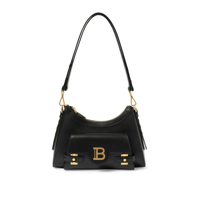 B-Buzz Hobo Calfskin Shoulder Bag in Black made by Balmain
