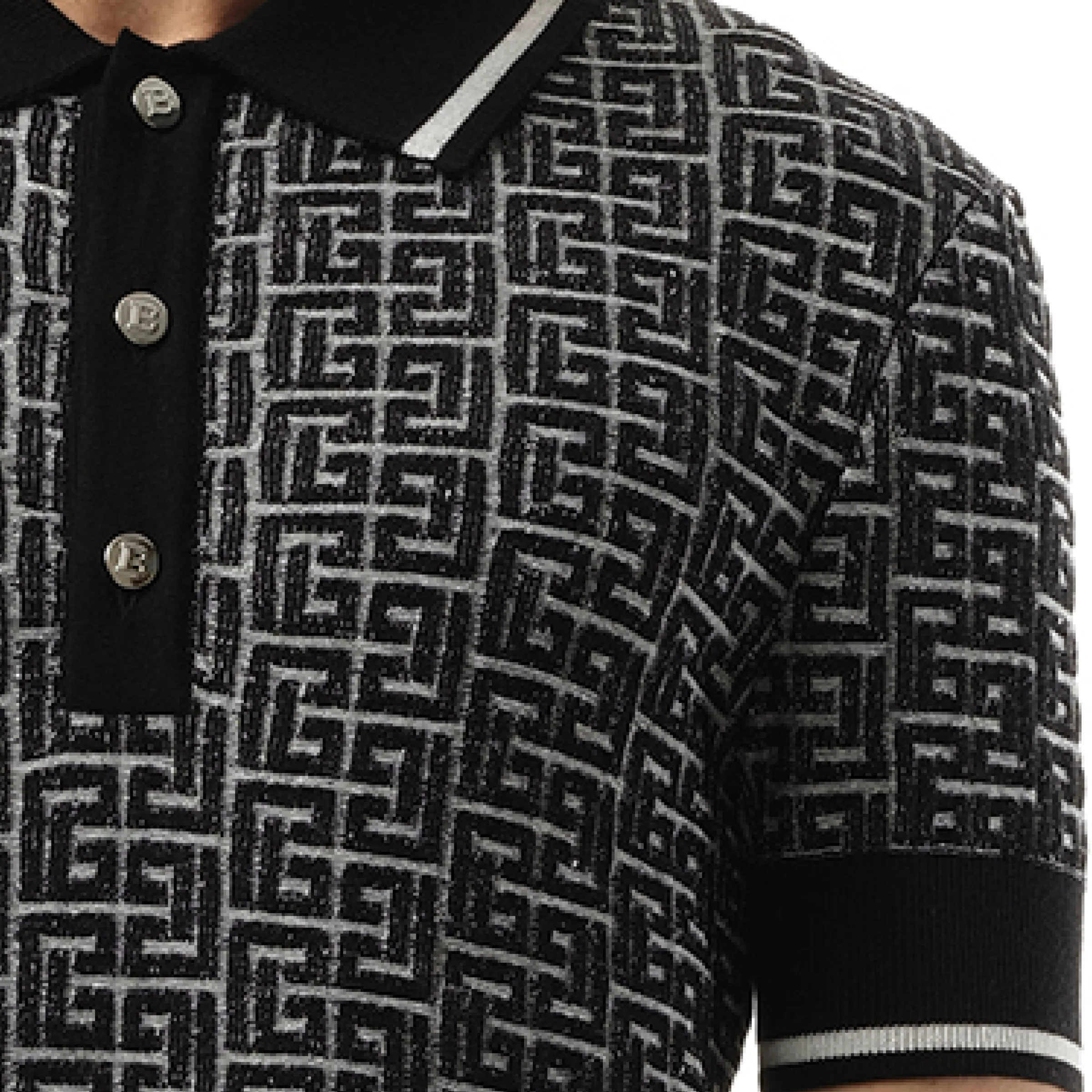 Monogram Vanise Knit Polo in White/Black sold by MARAIS product image thumbnail 3
