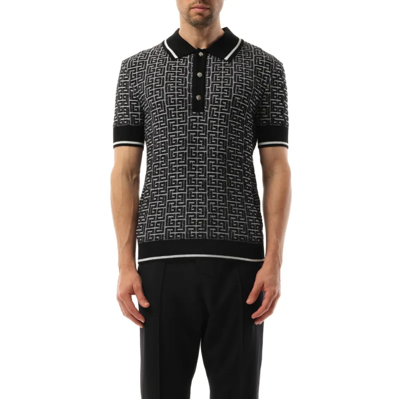 Monogram Vanise Knit Polo in White/Black sold by MARAIS