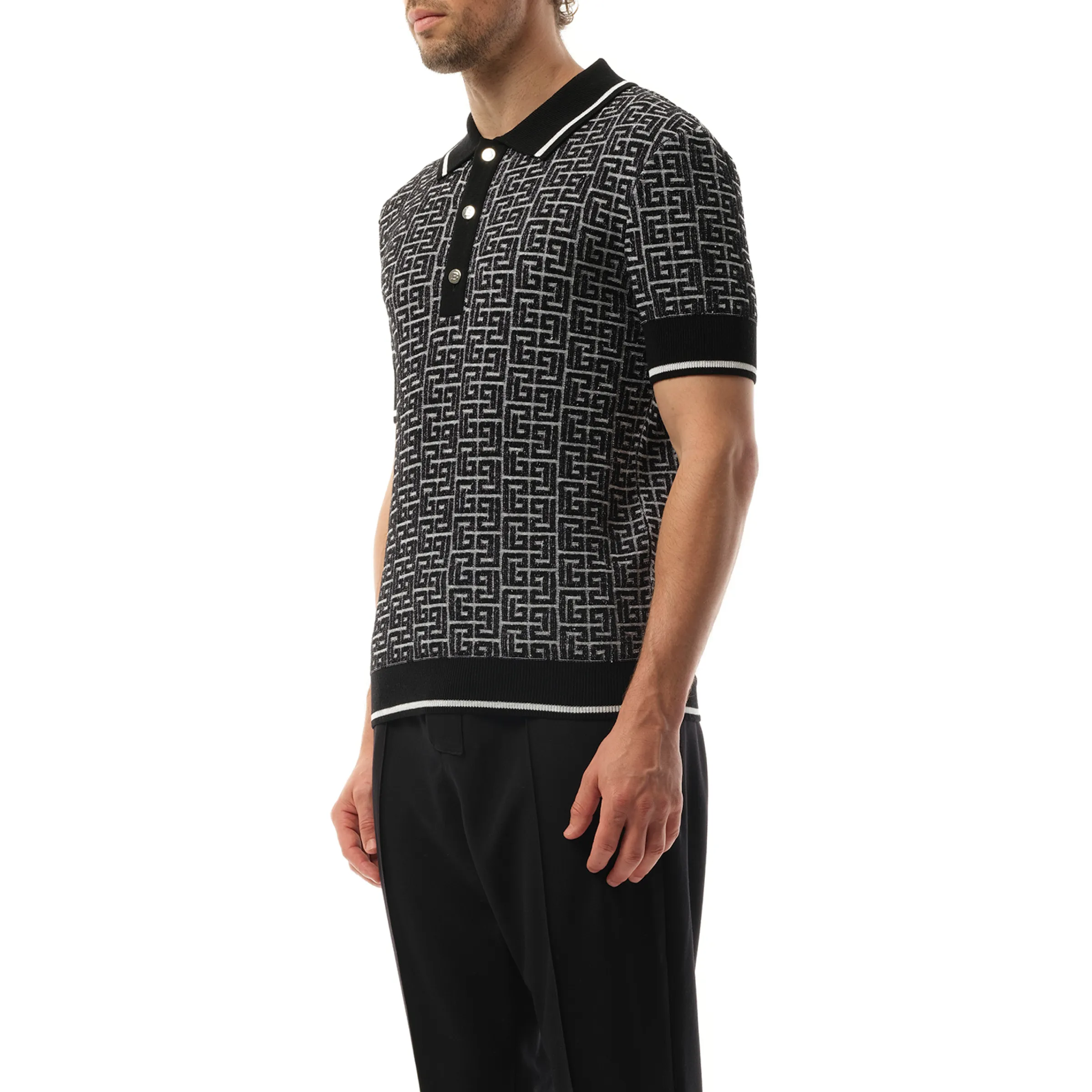 Monogram Vanise Knit Polo in White/Black sold by MARAIS product image thumbnail 5