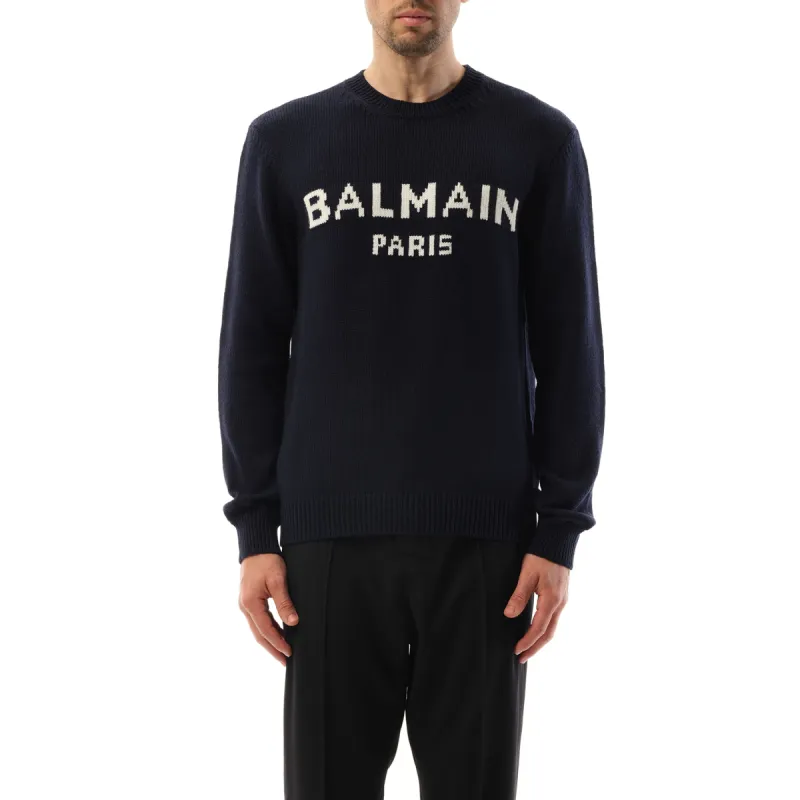 Balmain Wool Sweater in Blue/White made by Balmain