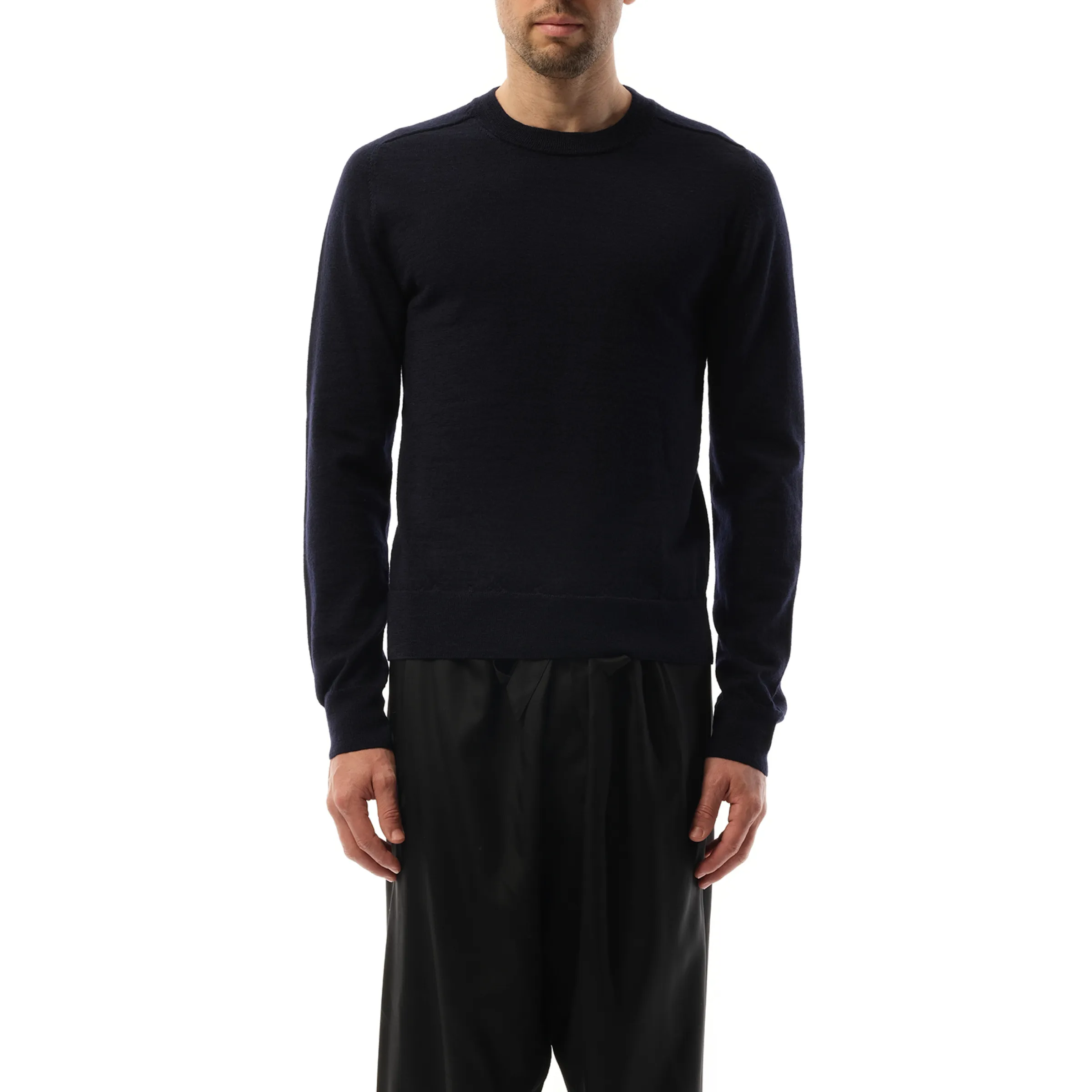 Wool Crewneck Sweater in Dark Blue sold by MARAIS