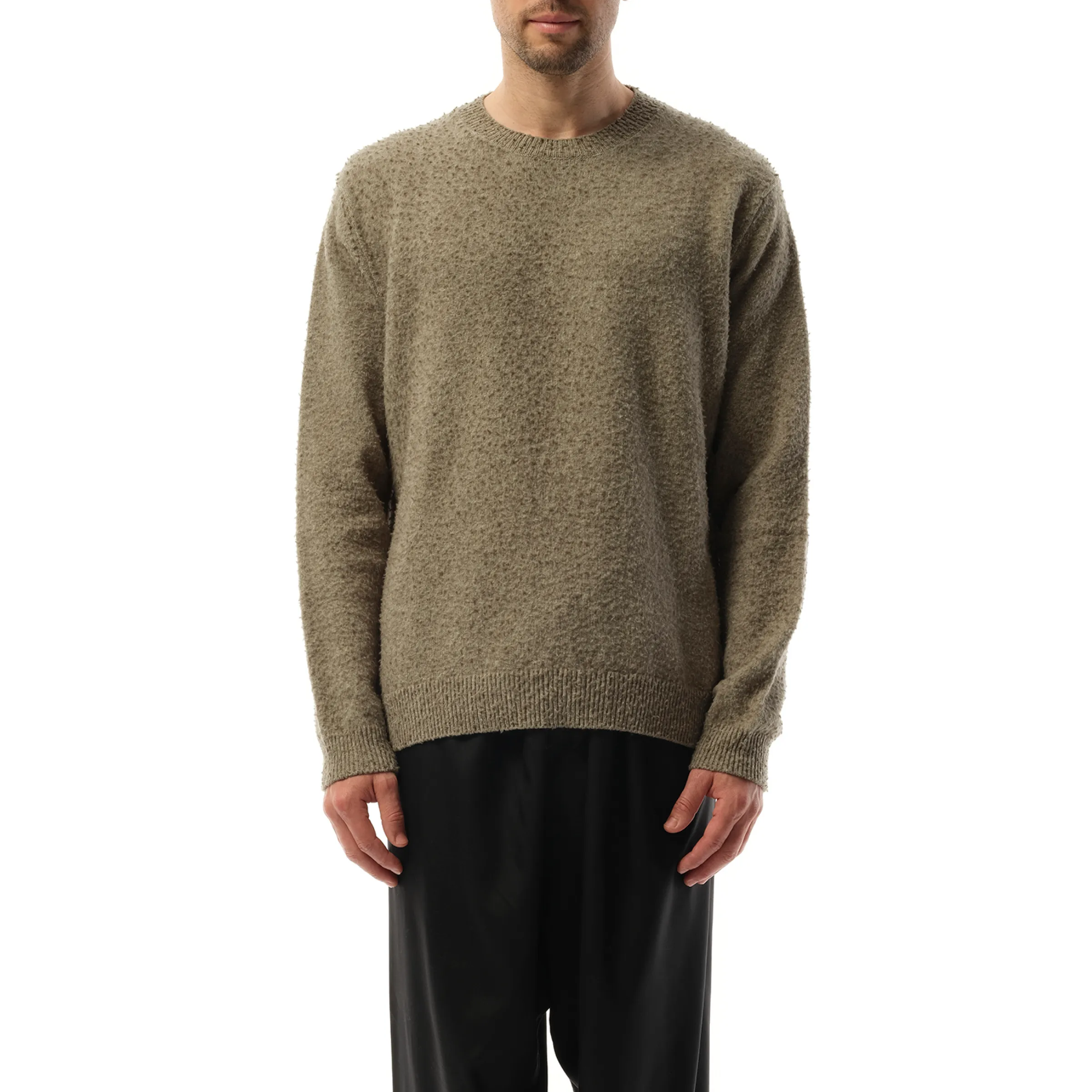 Wool Crewneck Sweater in Sage Green sold by MARAIS