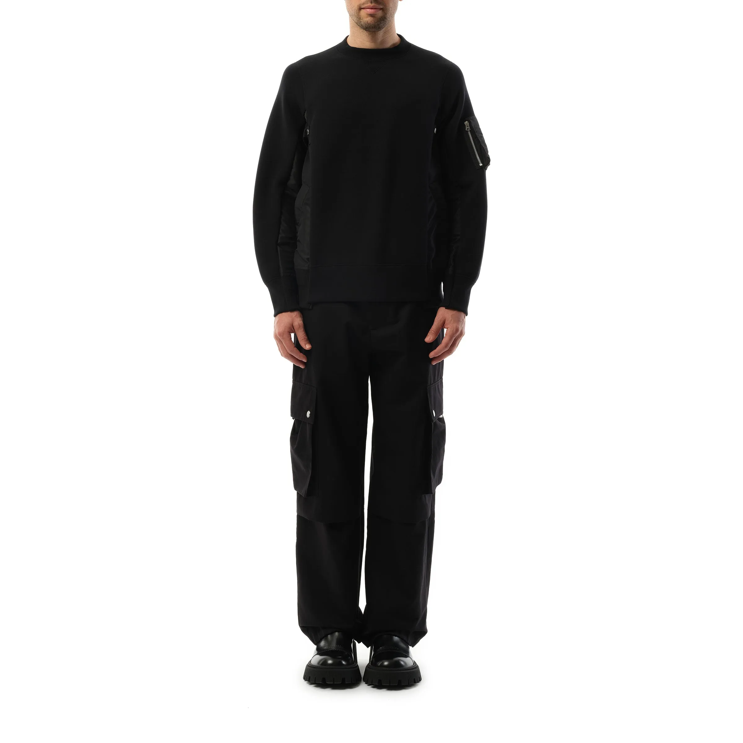 Sponge Sweat Nylon Twill Sweatshirt in Black sold by MARAIS product image thumbnail 4