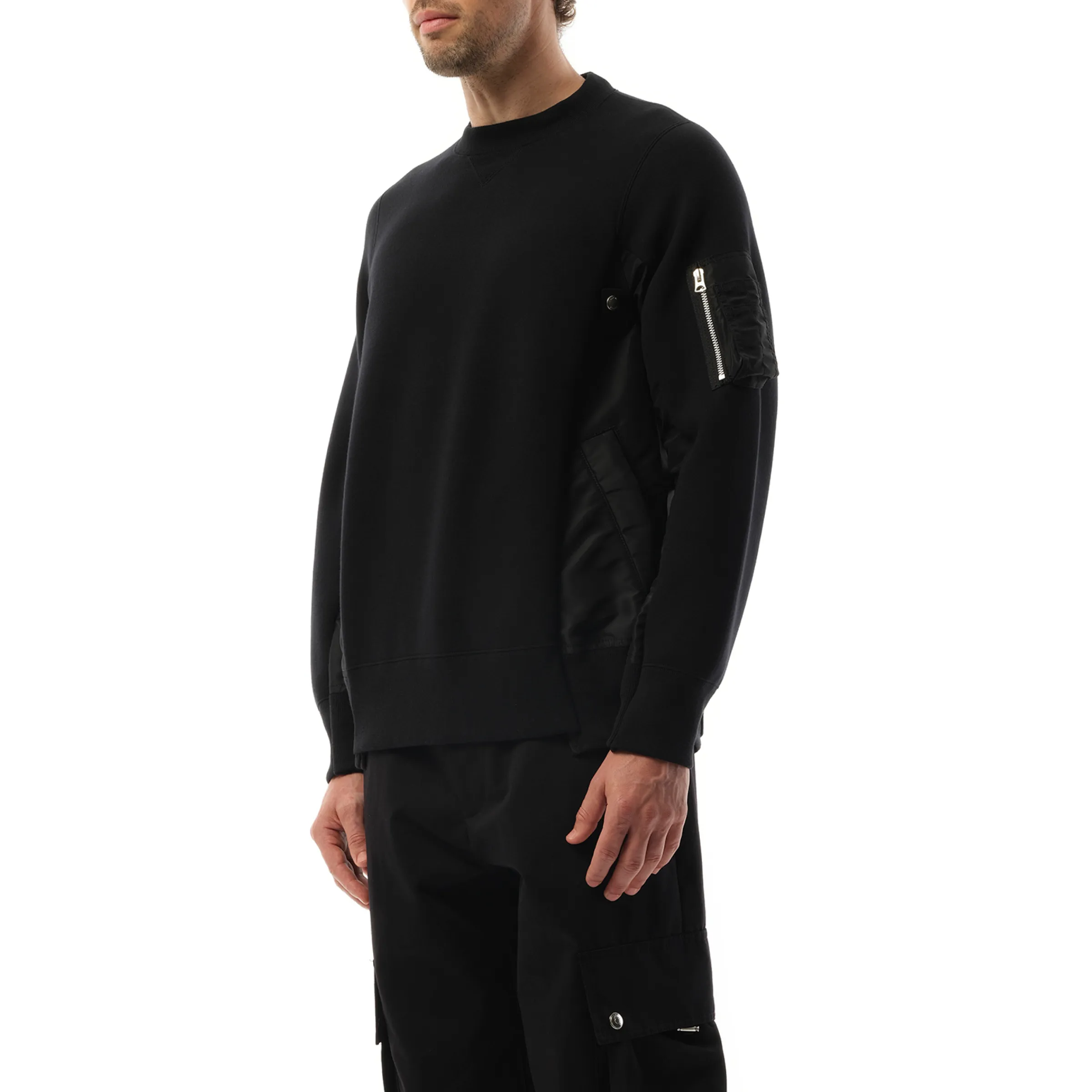 Sponge Sweat Nylon Twill Sweatshirt in Black sold by MARAIS product image thumbnail 5