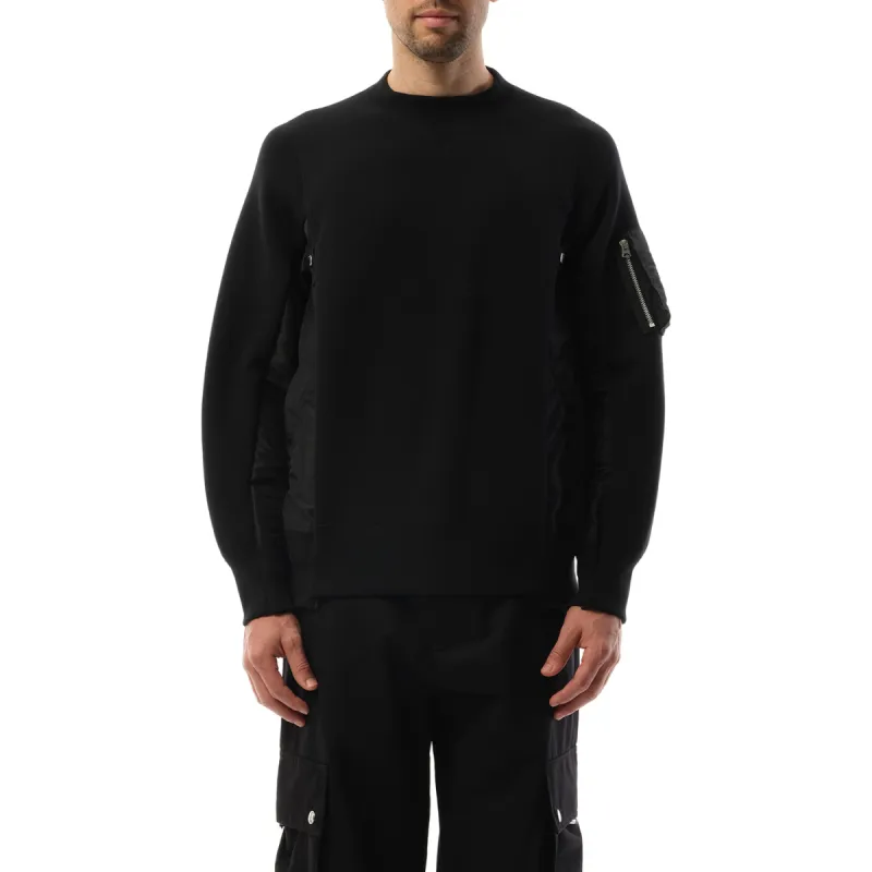 Sponge Sweat Nylon Twill Sweatshirt in Black sold by MARAIS