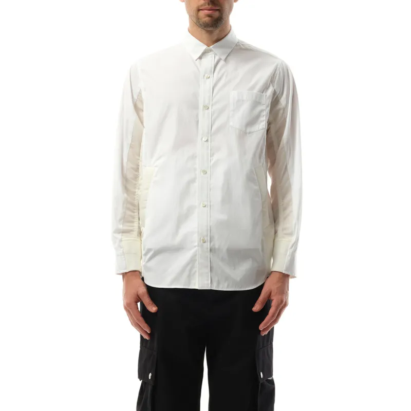 Cotton Poplin Nylon Shirt in Off White sold by MARAIS