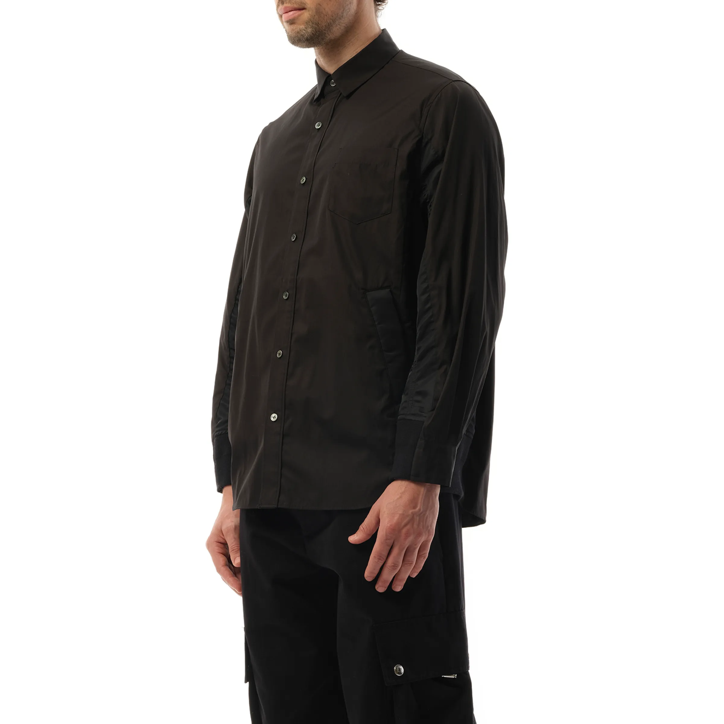 Cotton Poplin Nylon Shirt in Black sold by MARAIS product image thumbnail 5