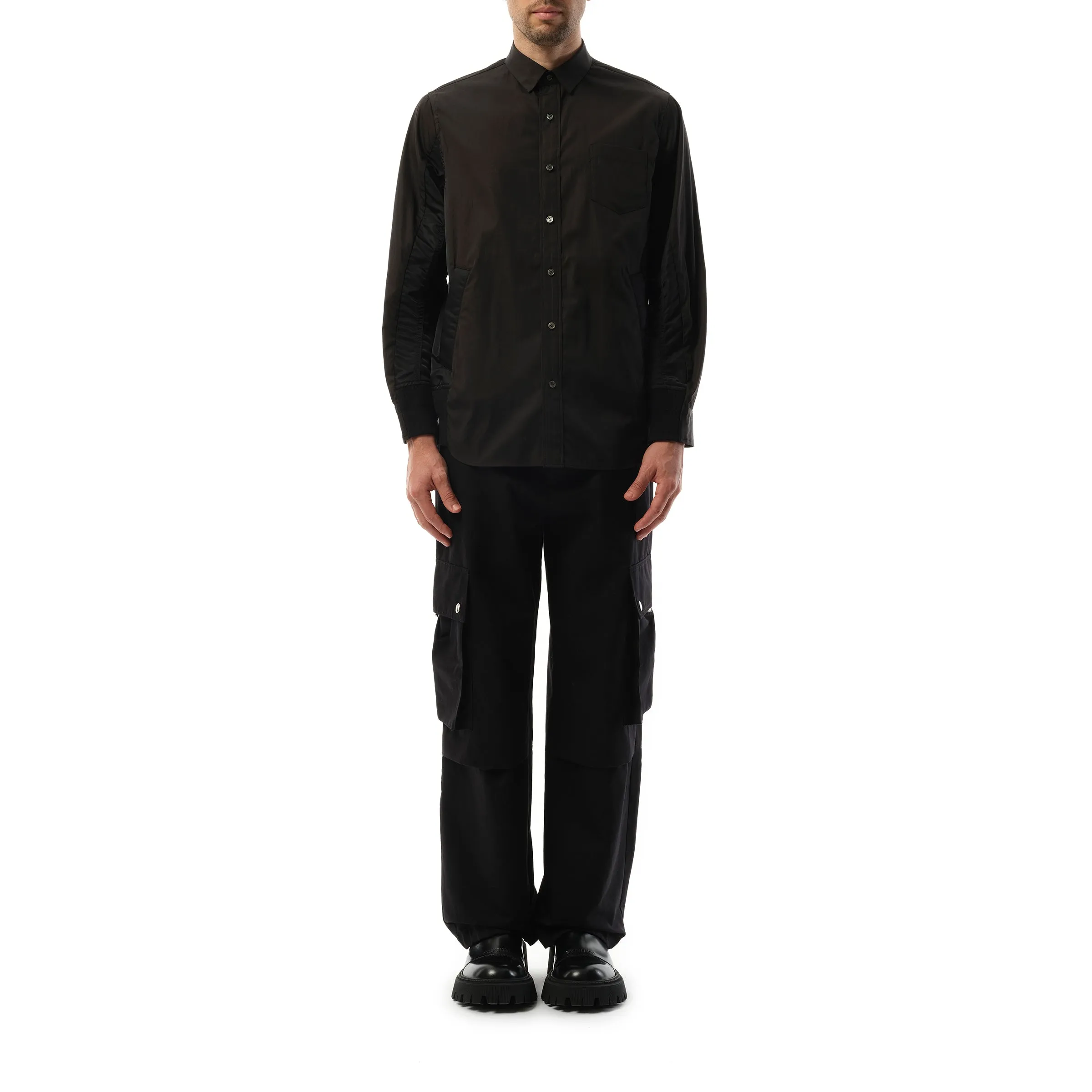 Cotton Poplin Nylon Shirt in Black sold by MARAIS product image thumbnail 4