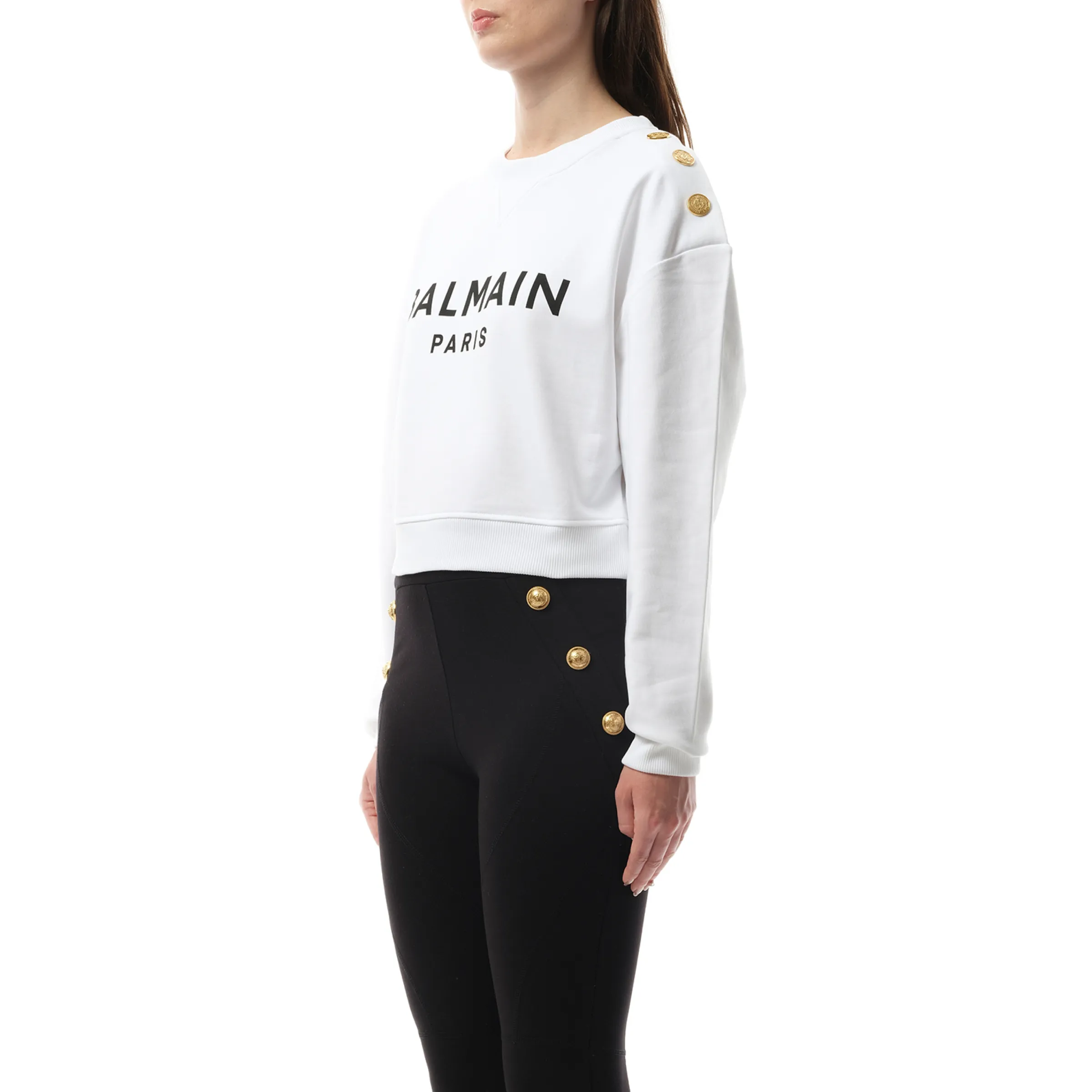 3 Button Balmain Printed Sweatshirt in White/Black sold by MARAIS product image thumbnail 5