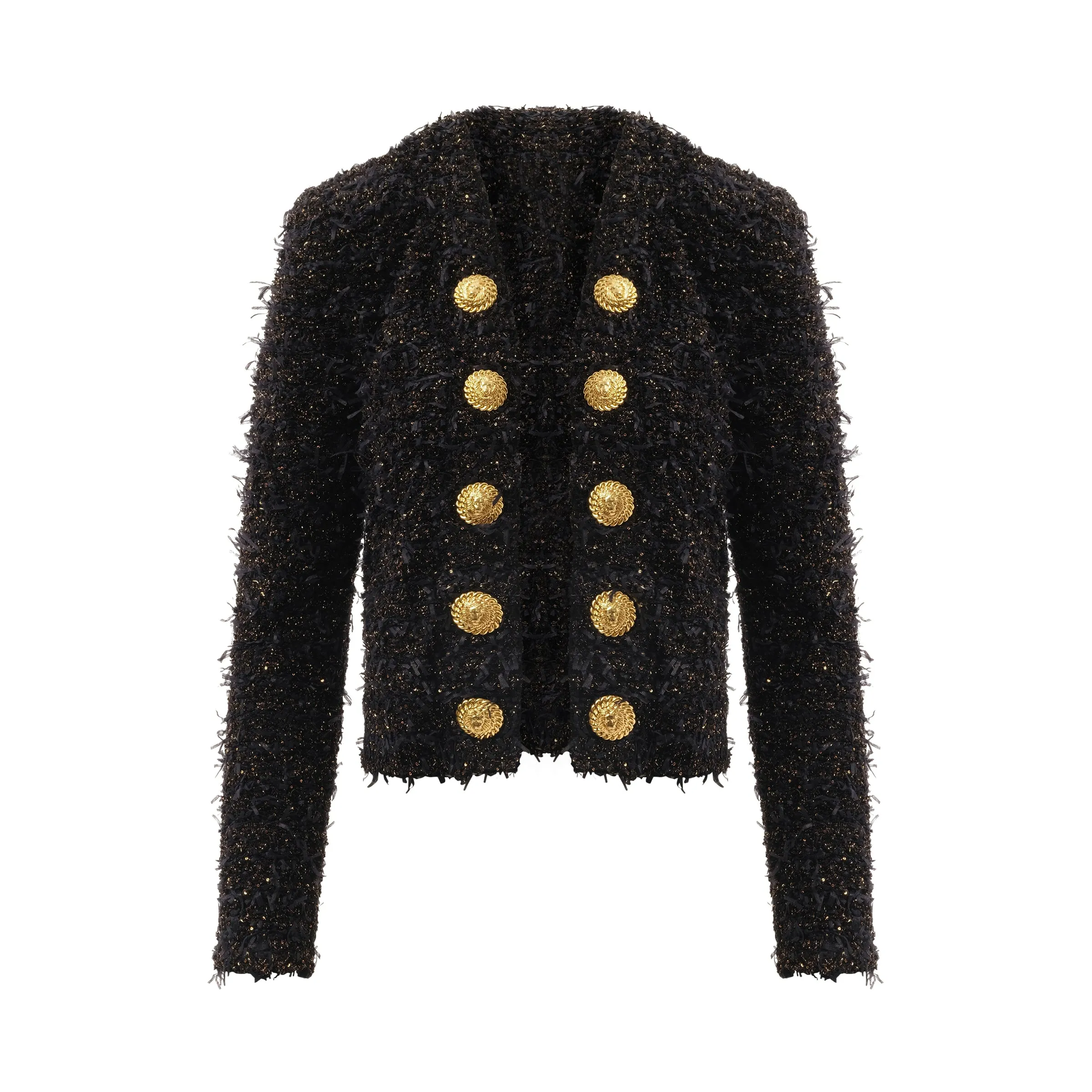 Collarless Side To Side Tweed Spencer in Black/Gold sold by MARAIS product image thumbnail 2