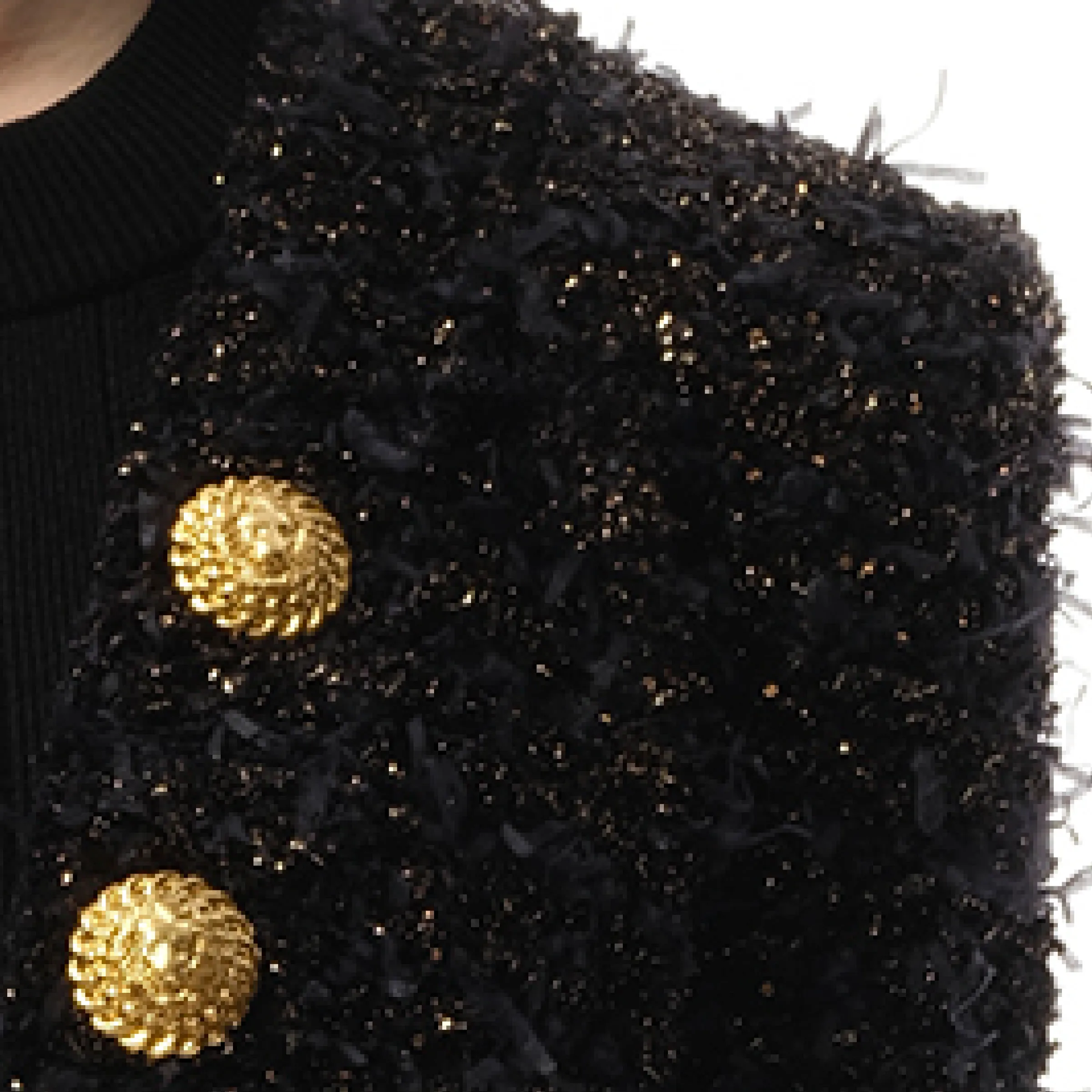 Collarless Side To Side Tweed Spencer in Black/Gold sold by MARAIS product image thumbnail 3