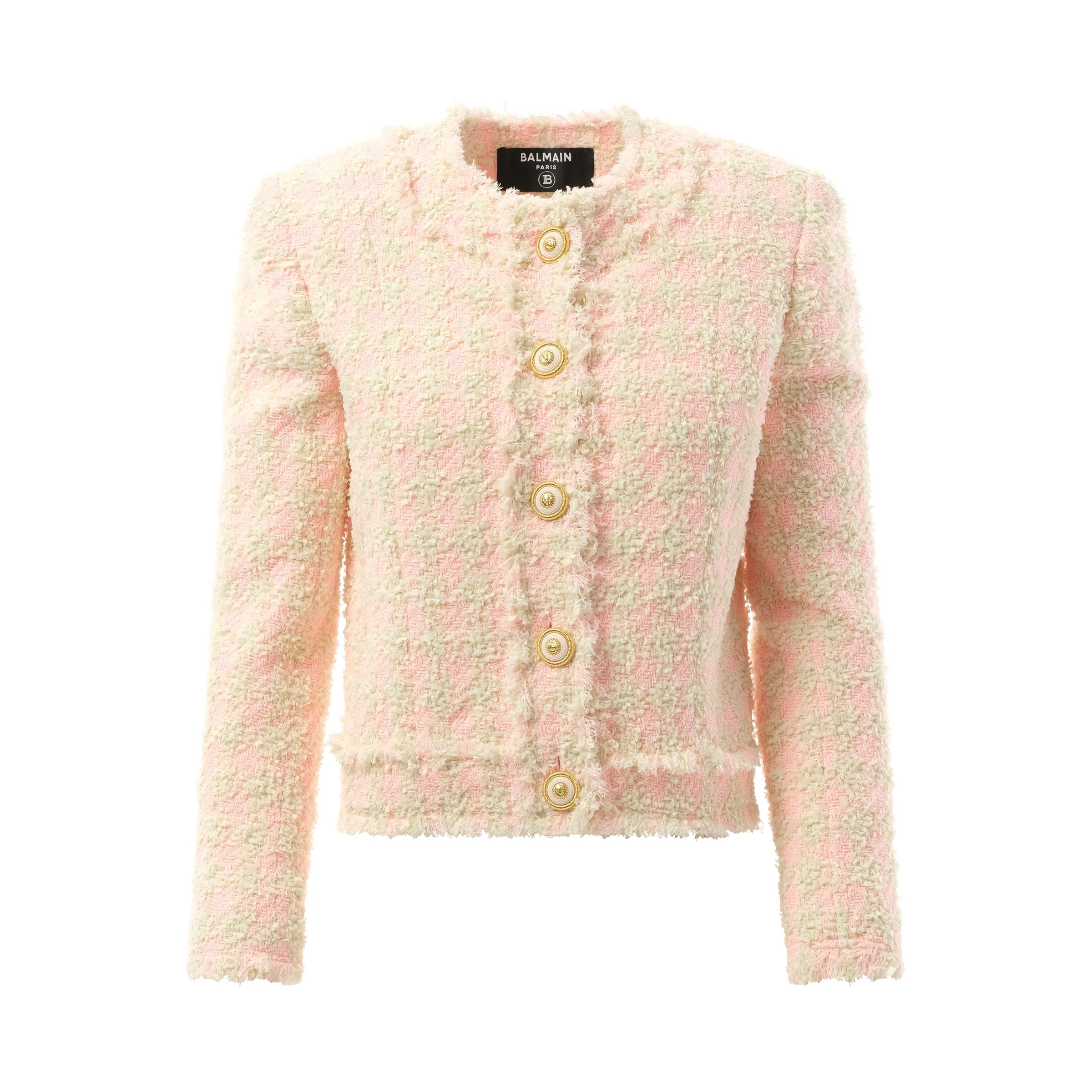 5 Button Collarless Tweed Jacket in Rose/Beige sold by MARAIS product image thumbnail 2