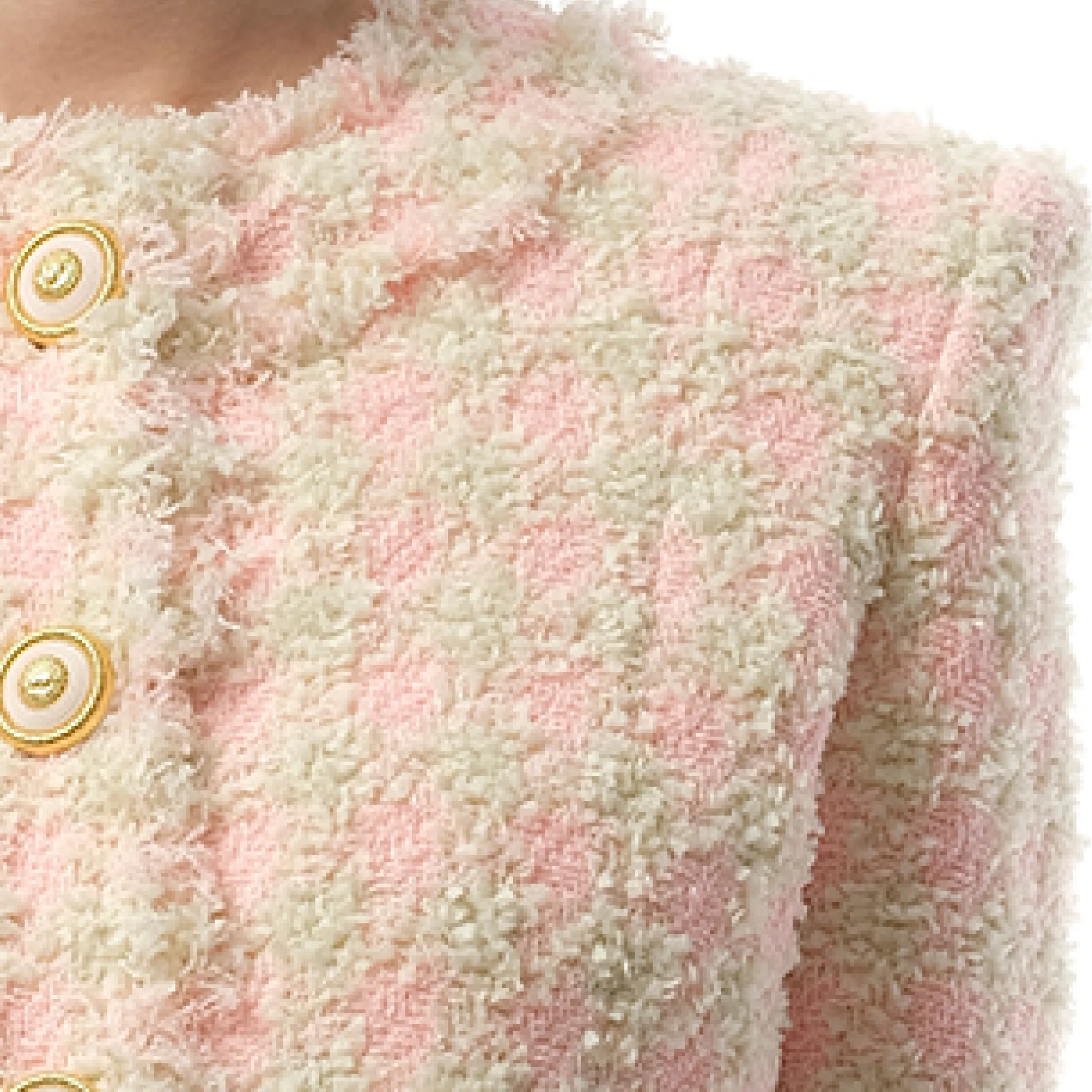 5 Button Collarless Tweed Jacket in Rose/Beige sold by MARAIS product image thumbnail 3