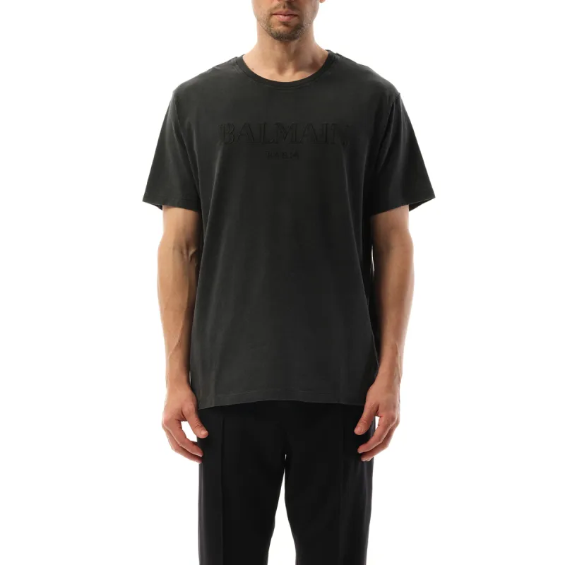 Balmain Vintage Emb T-Shirt in Grey sold by MARAIS