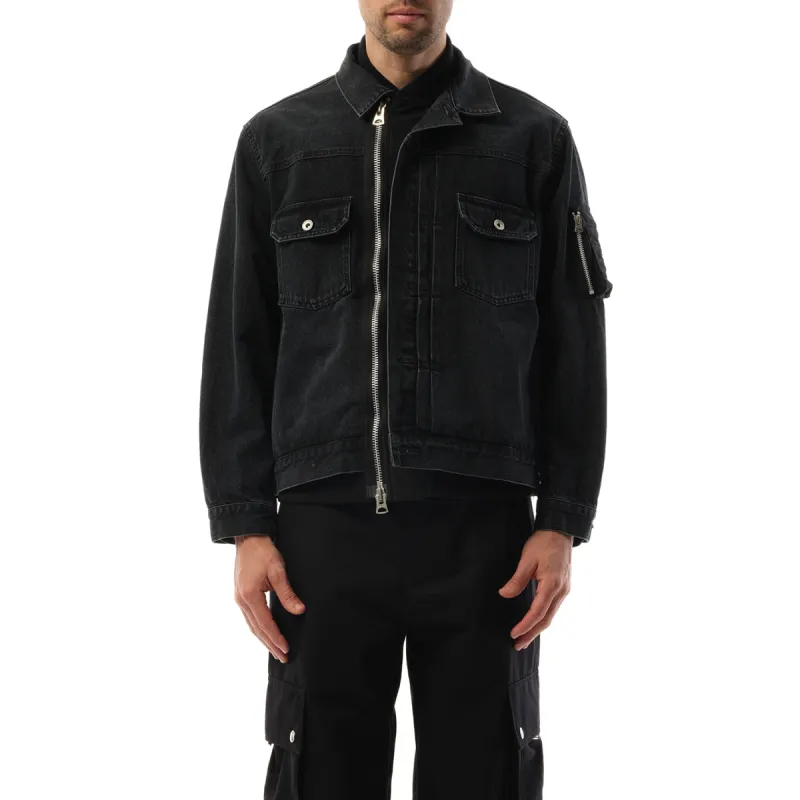 Denim Nylon Double Jacket in Black sold by MARAIS