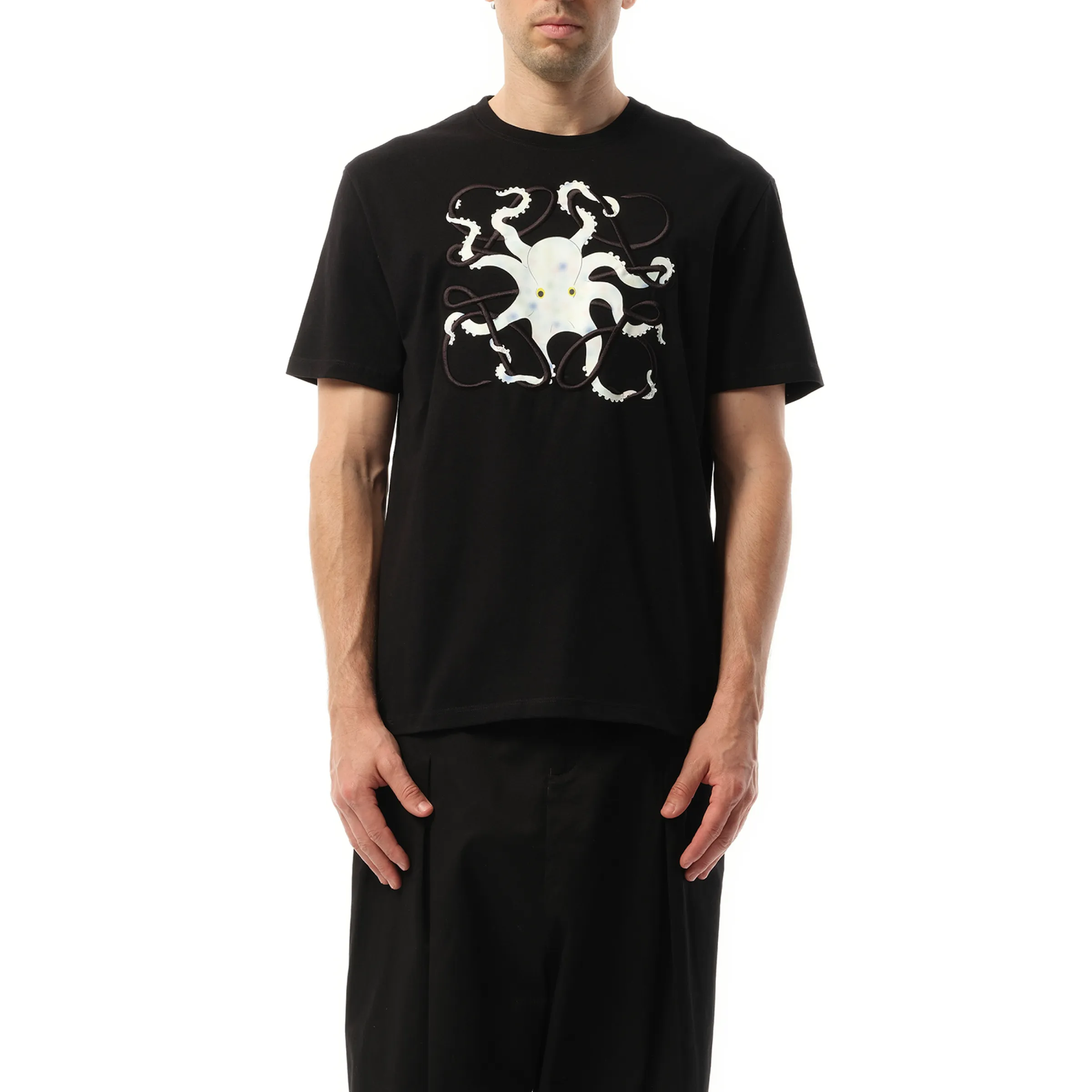 Suna Fujita Octopus Print T-Shirt in Black sold by MARAIS