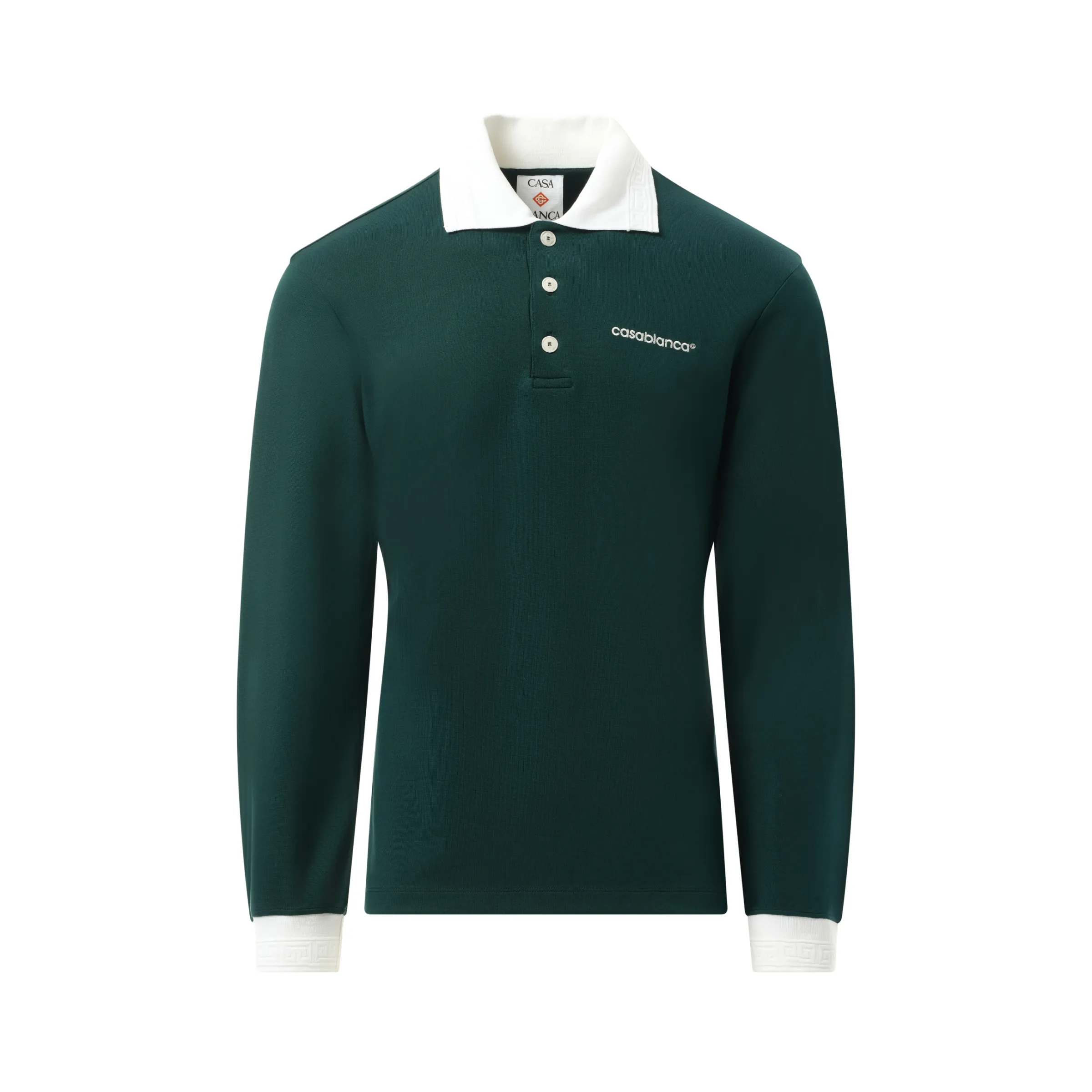 Long Sleeve Viscose Polo in Green sold by MARAIS product image thumbnail 2