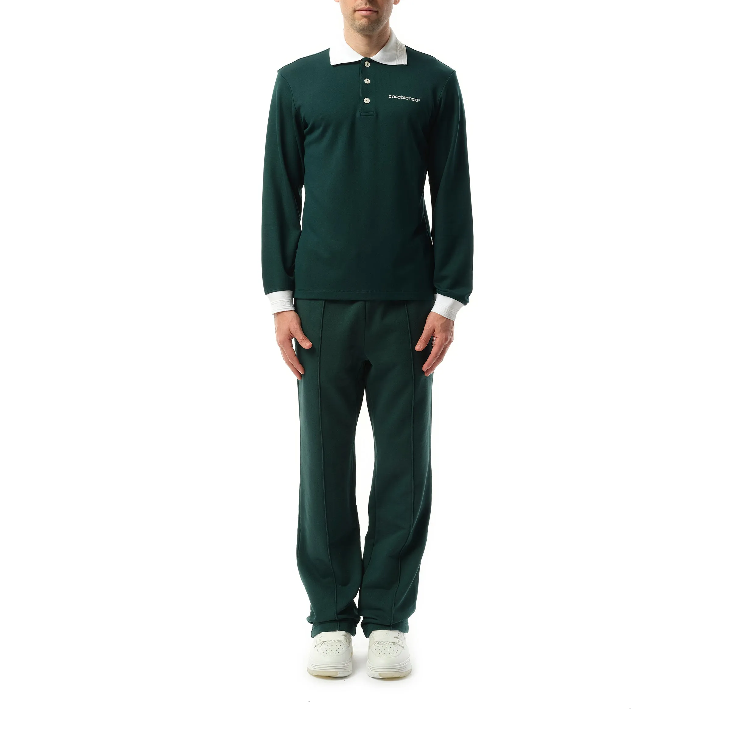 Long Sleeve Viscose Polo in Green sold by MARAIS product image thumbnail 4