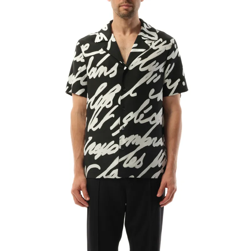 Big Love Letter Pyjama Shirt in Black/White sold by MARAIS