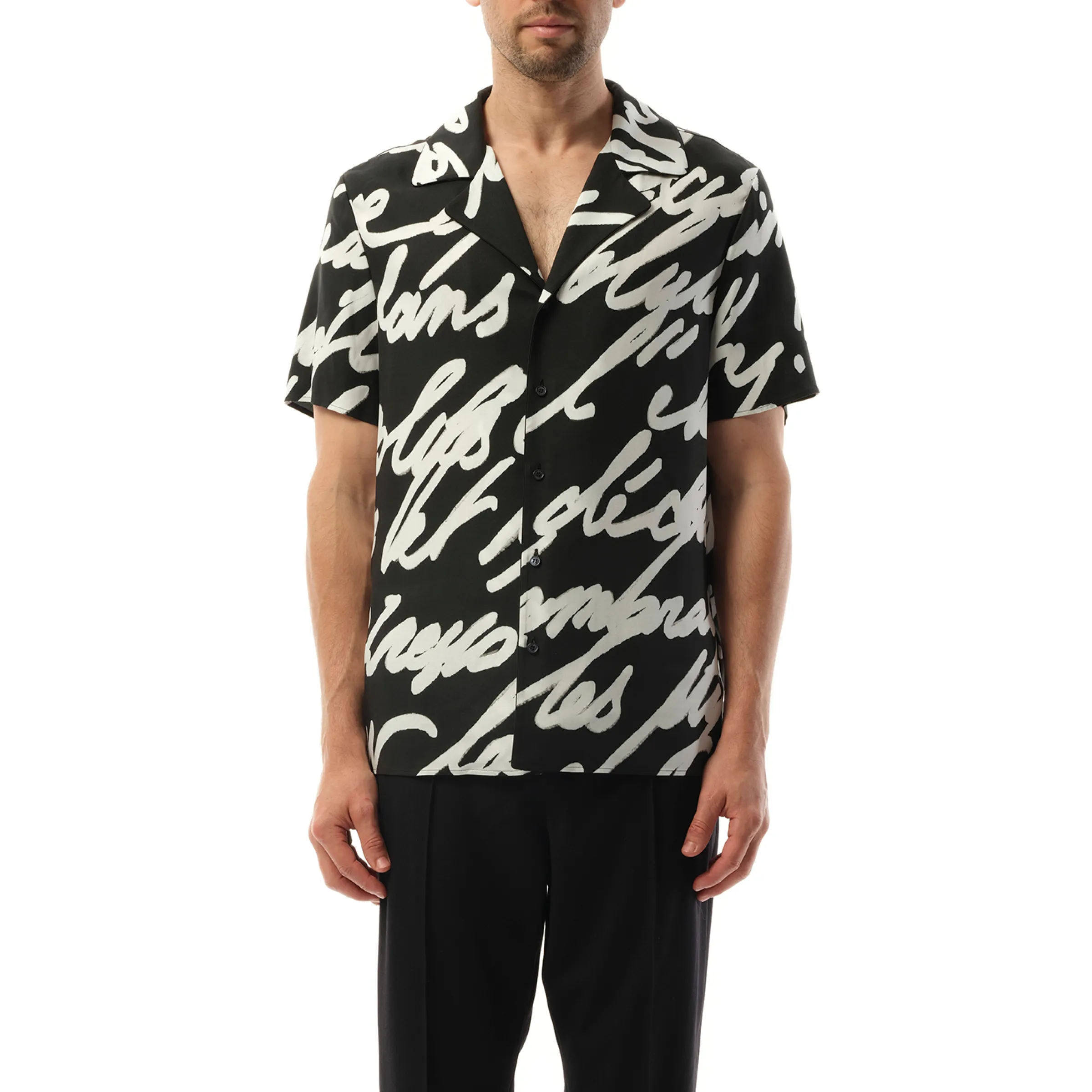 Big Love Letter Pyjama Shirt in Black/White sold by MARAIS