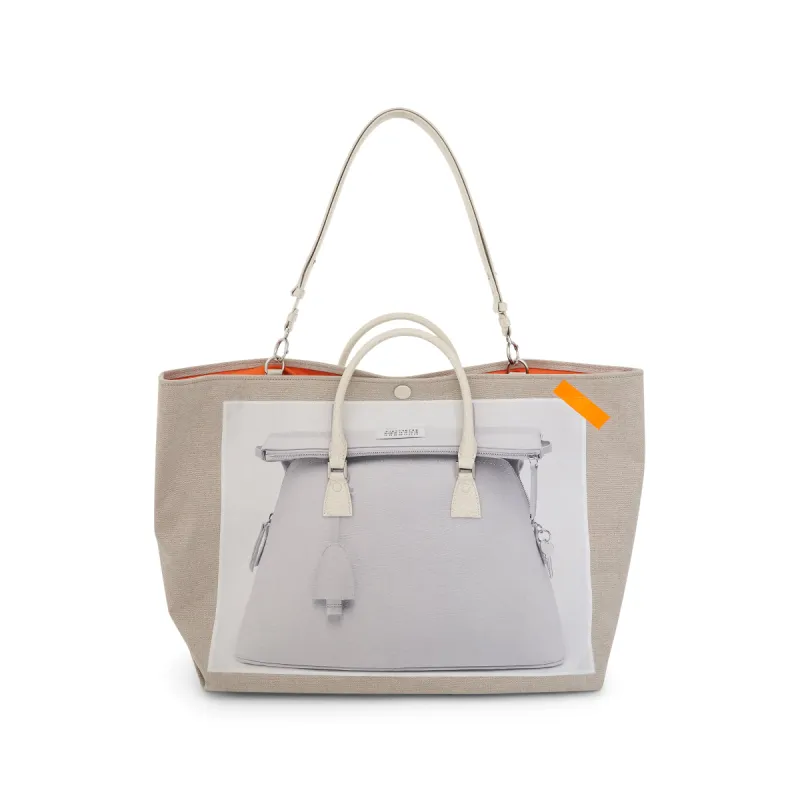 Trompe L'Oeil 5AC Tote Bag in Natural/Grey sold by MARAIS