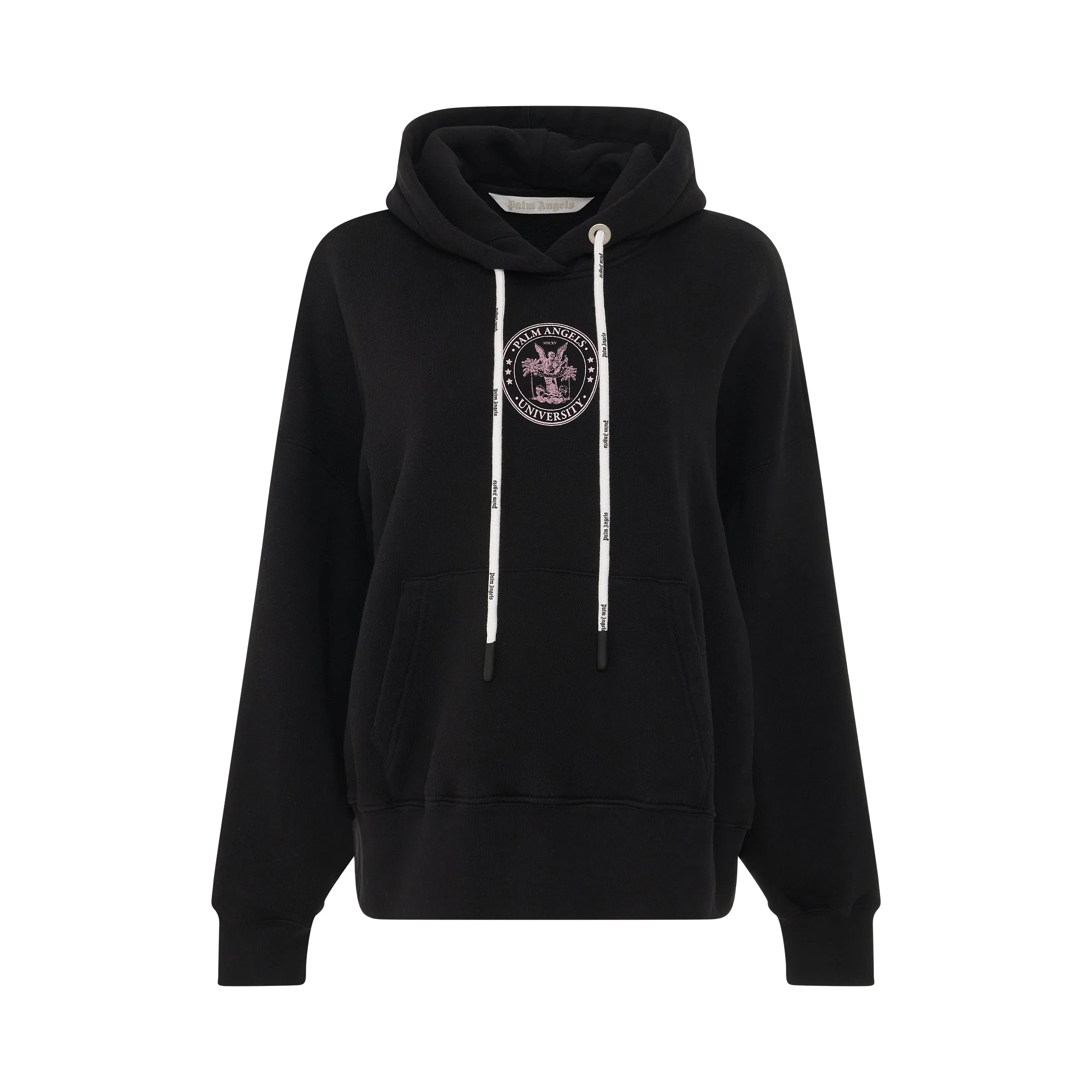 College Classic Hoodie in Black/Coral Pink sold by MARAIS