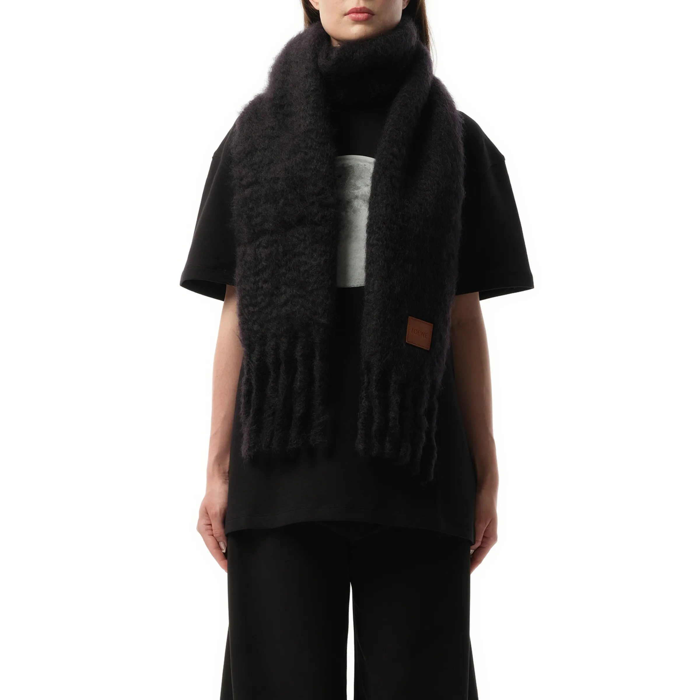 Mohair Blend Scarf in Black sold by MARAIS