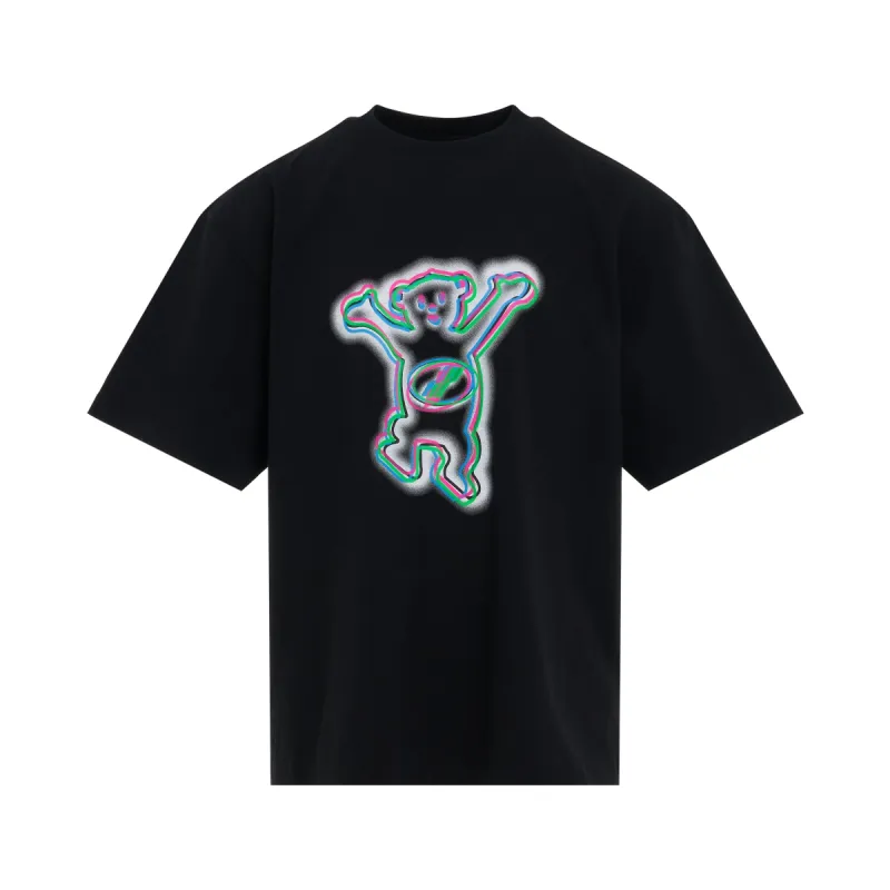Colourful Teddy Print T-Shirt in Black sold by MARAIS
