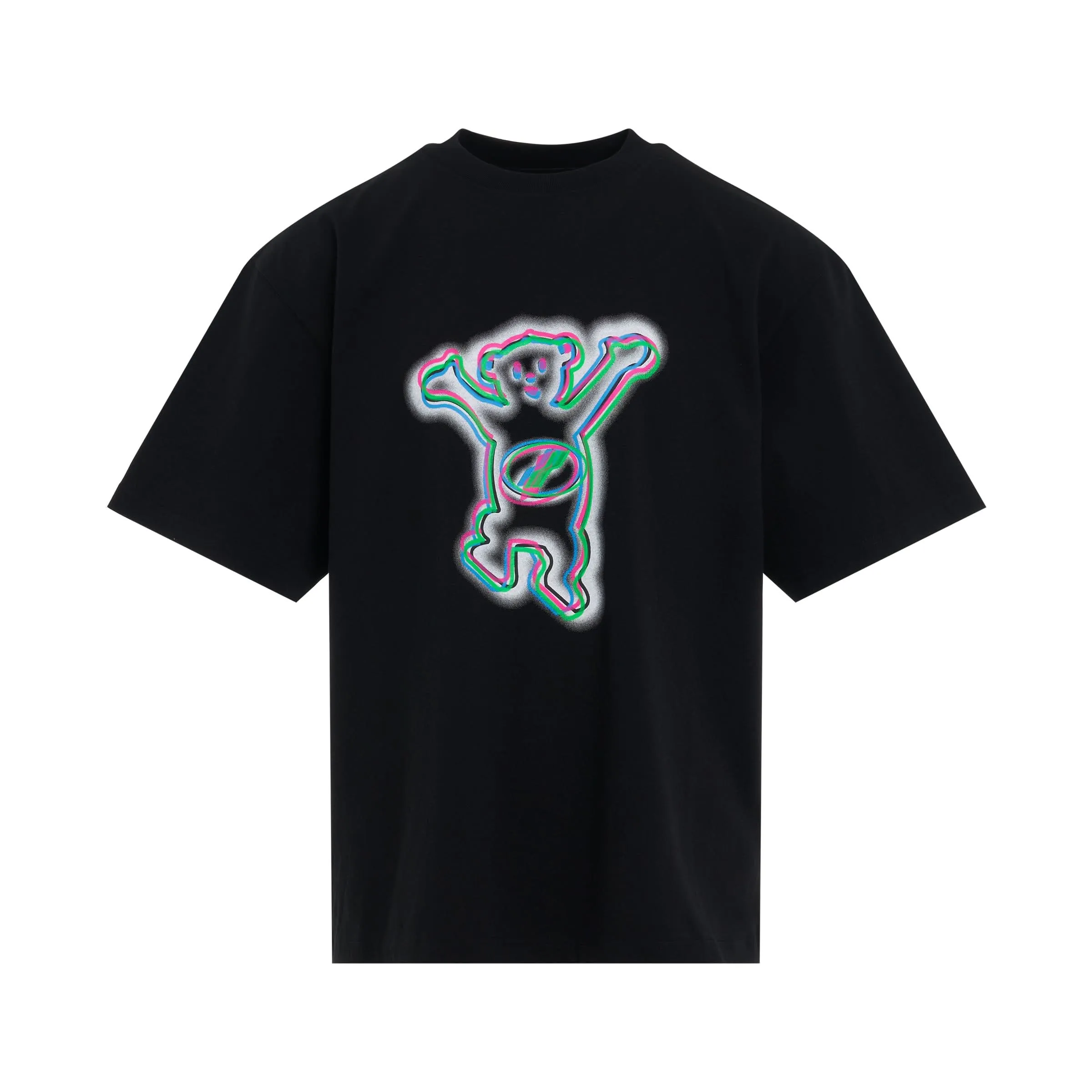 Colourful Teddy Print T-Shirt in Black sold by MARAIS