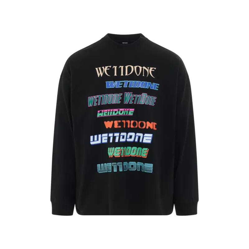 Multi Logo Long Sleeve T-Shirt in Black sold by MARAIS