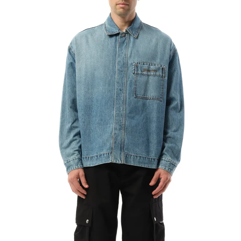 La Chemise Denim in Blue/Tabac sold by MARAIS
