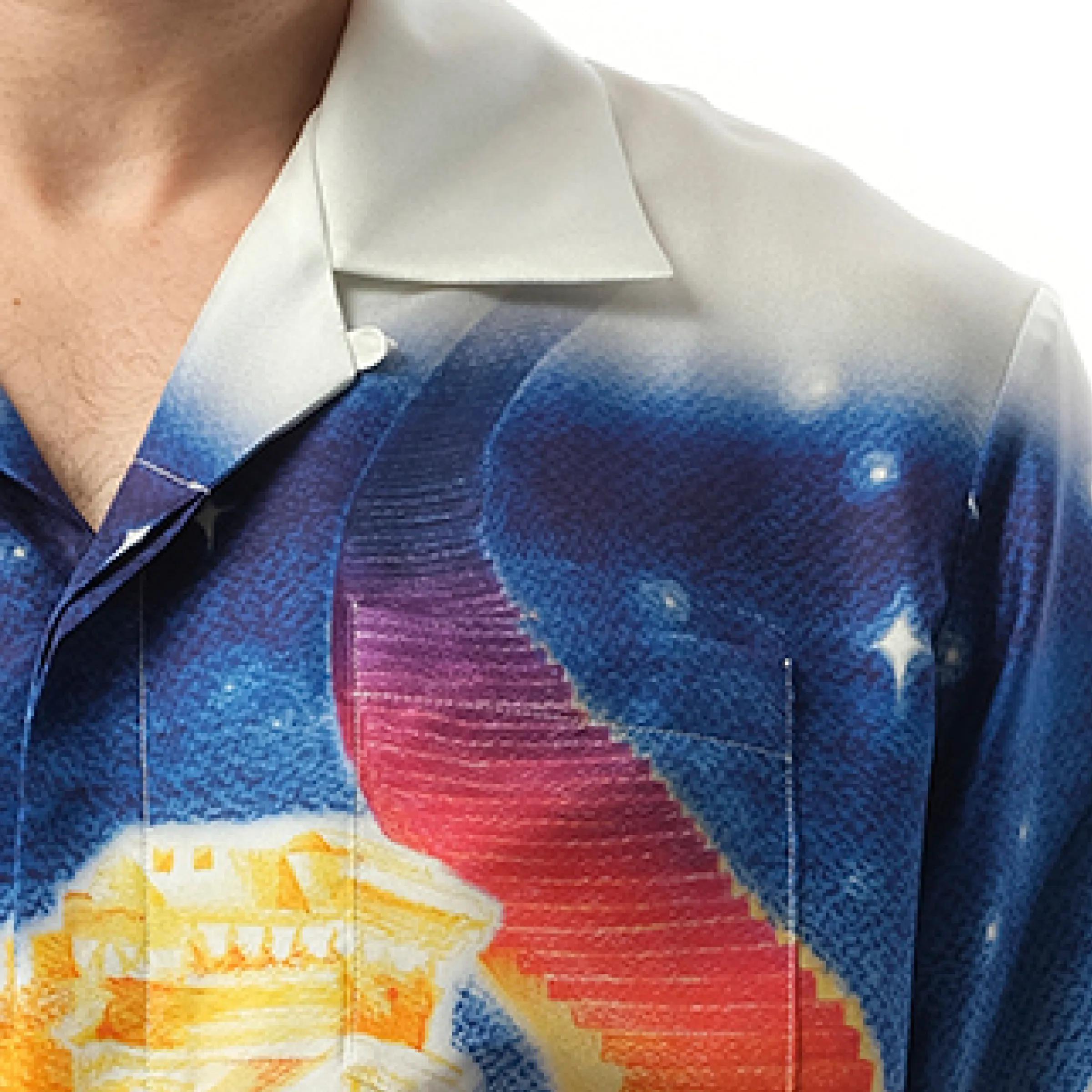 Long Sleeve Cuban Collar Shirt in Midnight Acropolis sold by MARAIS product image thumbnail 3