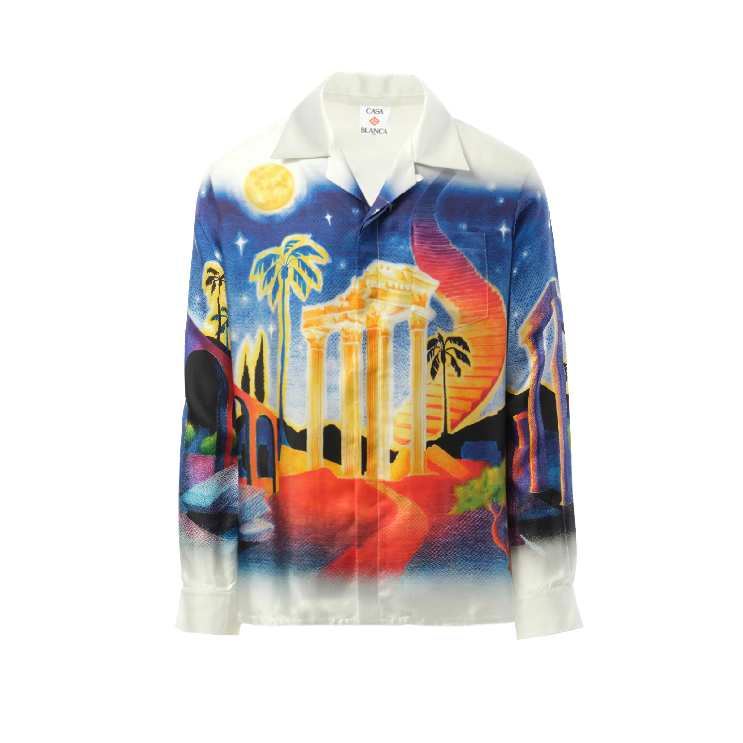 Long Sleeve Cuban Collar Shirt in Midnight Acropolis sold by MARAIS product image thumbnail 2