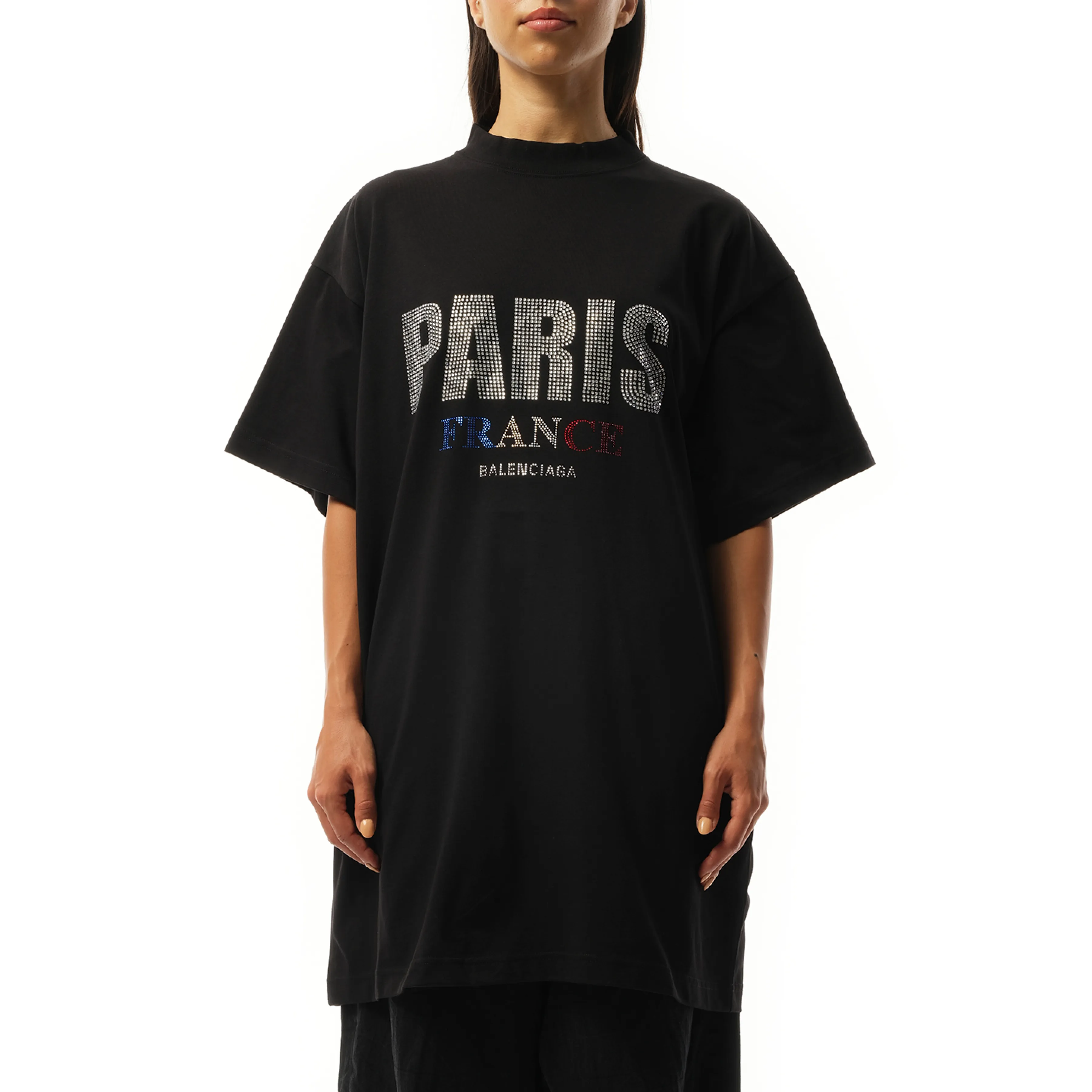 Paris Strass Oversized T-Shirt in Black sold by MARAIS