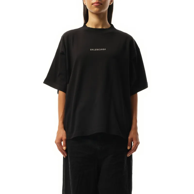 Paris Strass Cropped T-Shirt in Black made by Balenciaga