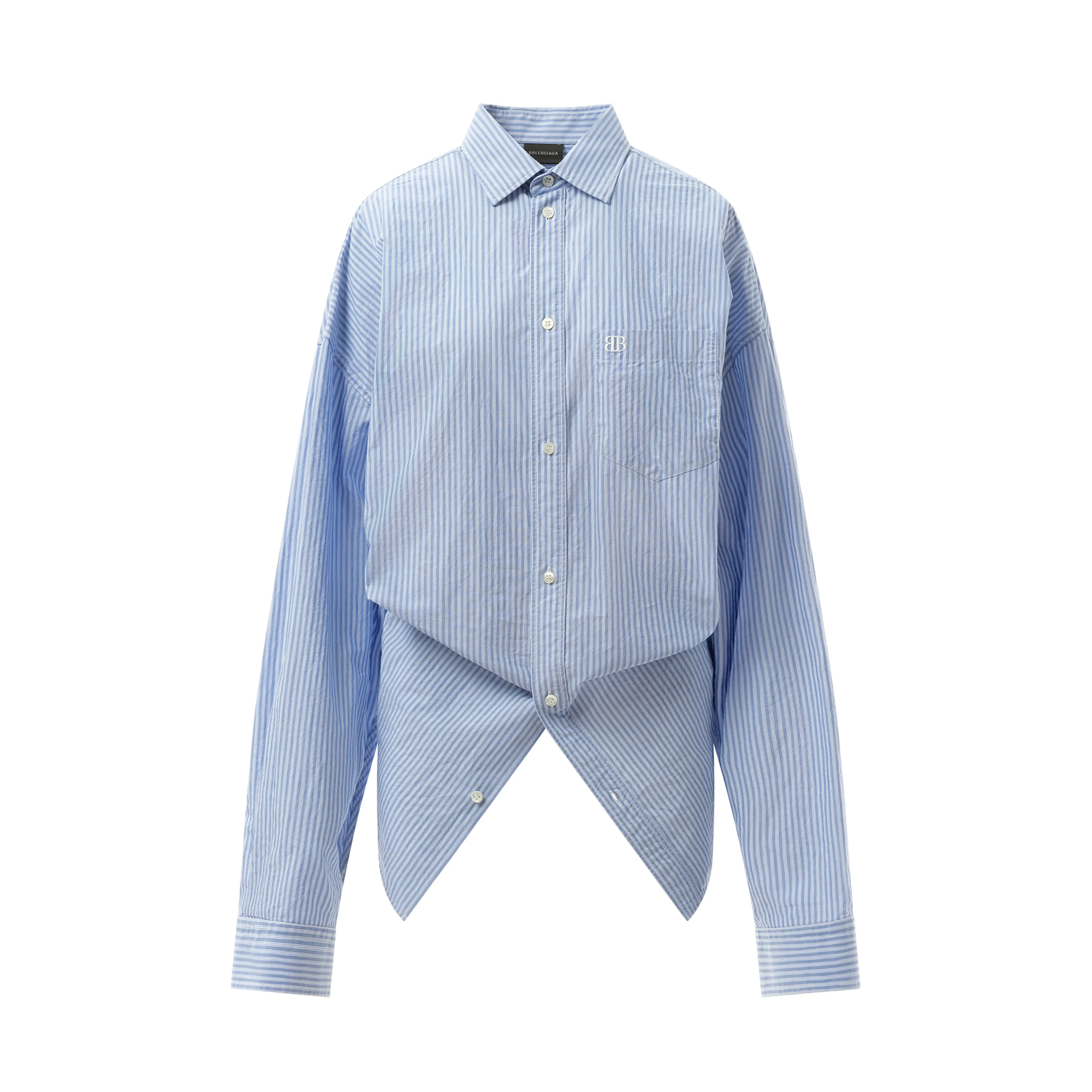 Long Sleeve Knotted Shirt in Blue/White sold by MARAIS product image thumbnail 2