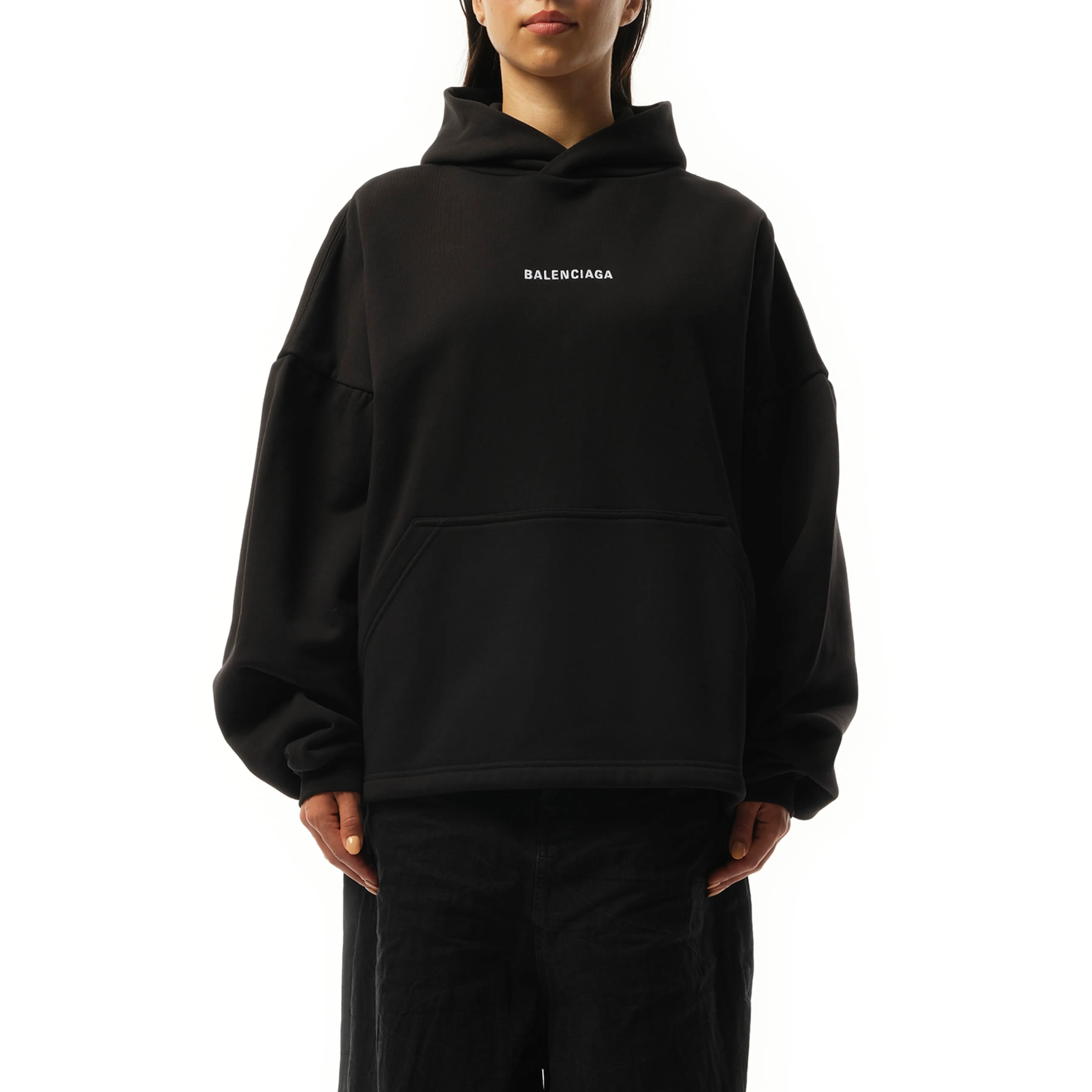 Logo Embroidered Hoodie in Black/White sold by MARAIS