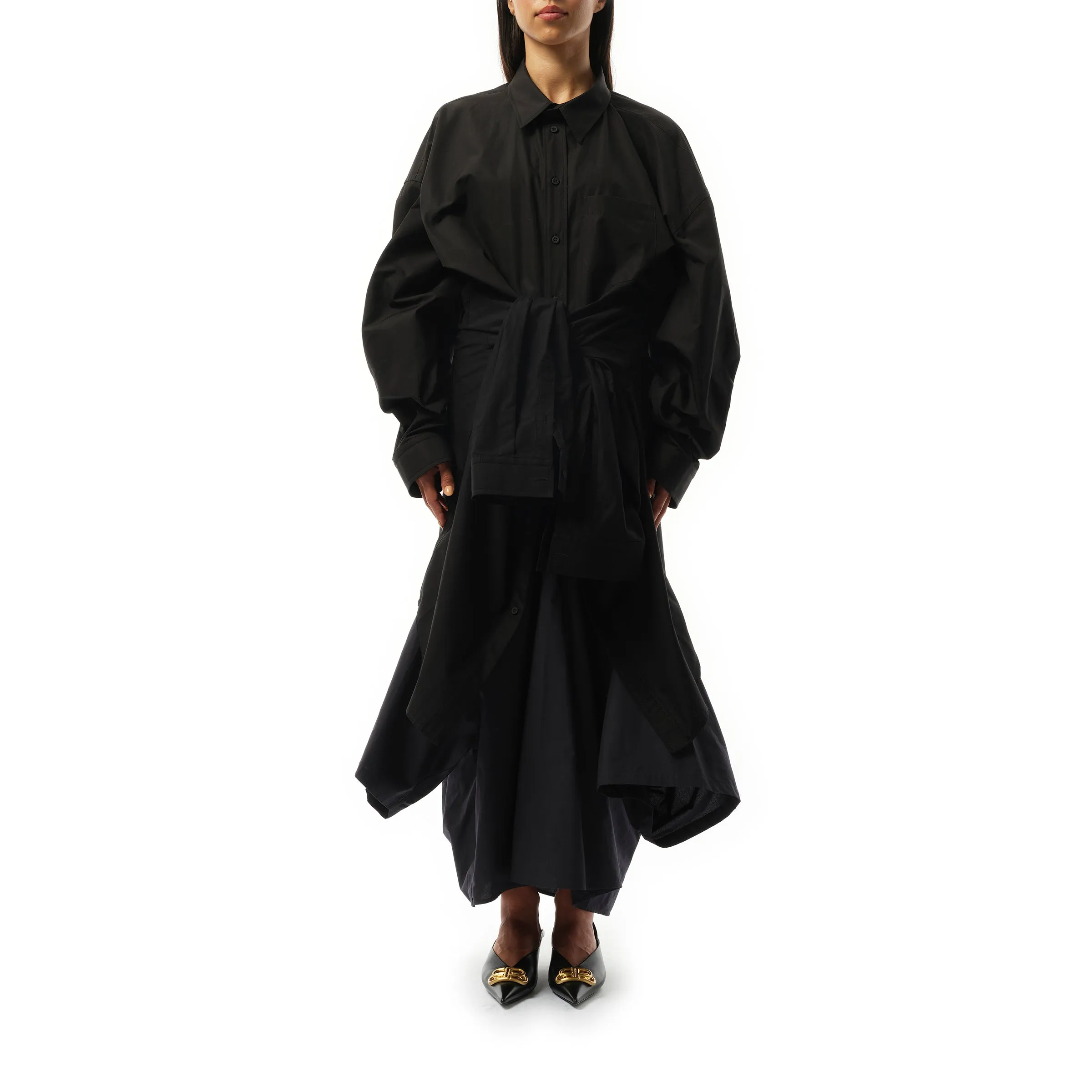 Patched Shirt Dress in Black sold by MARAIS product image thumbnail 4