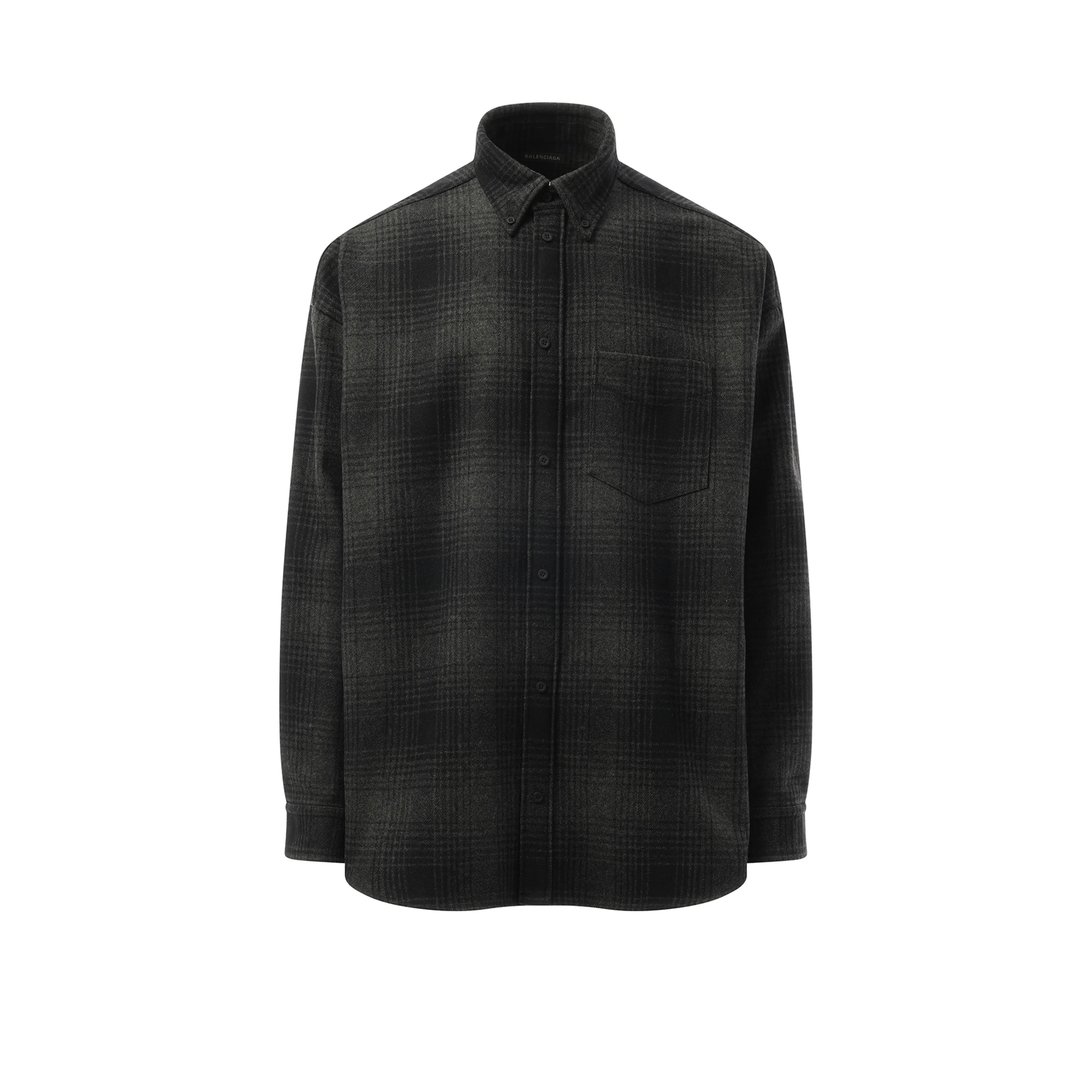 Oversized Wool Check Shirt in Grey/Black sold by MARAIS product image thumbnail 2