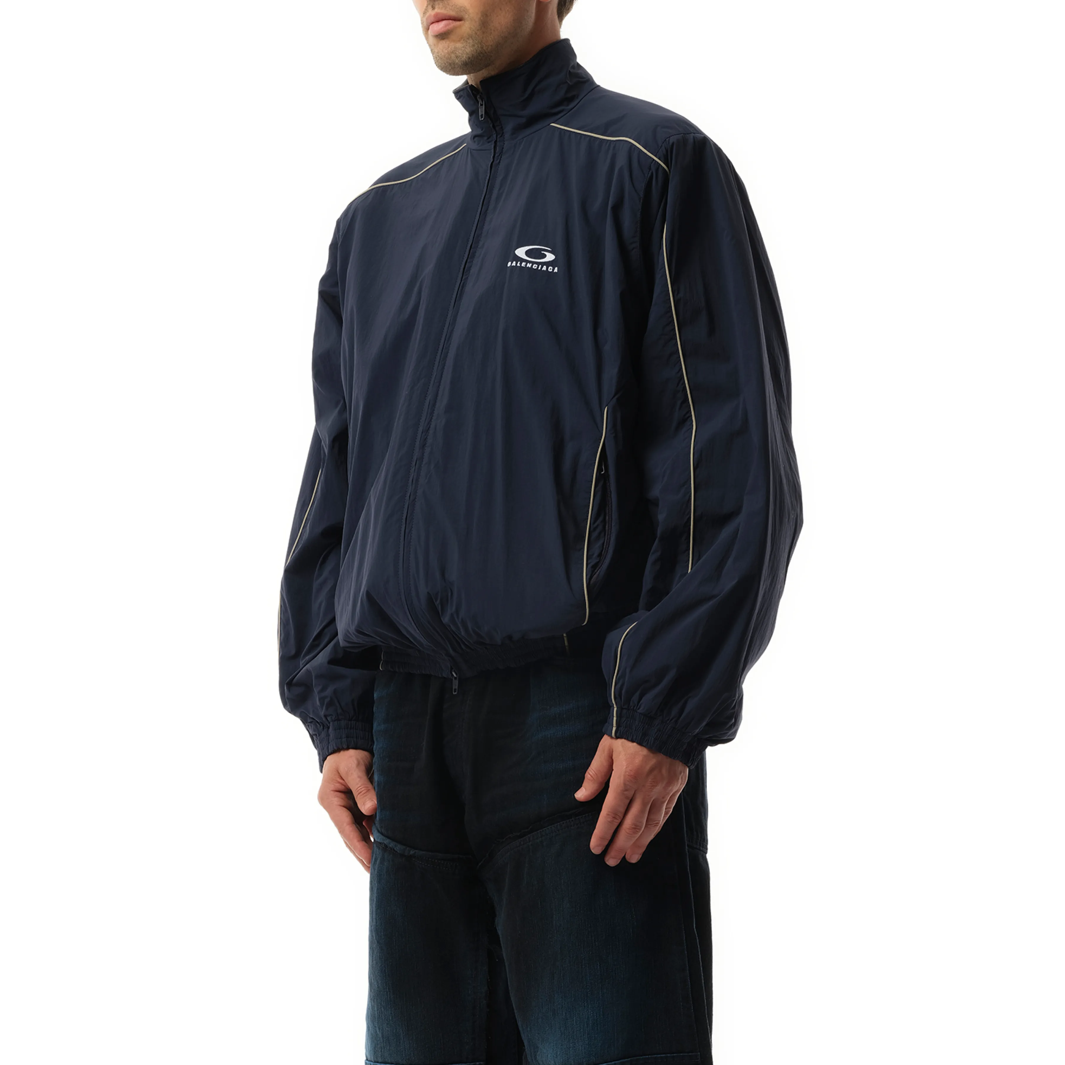 Washed Nylon Tracksuit Jacket in Navy sold by MARAIS product image thumbnail 5