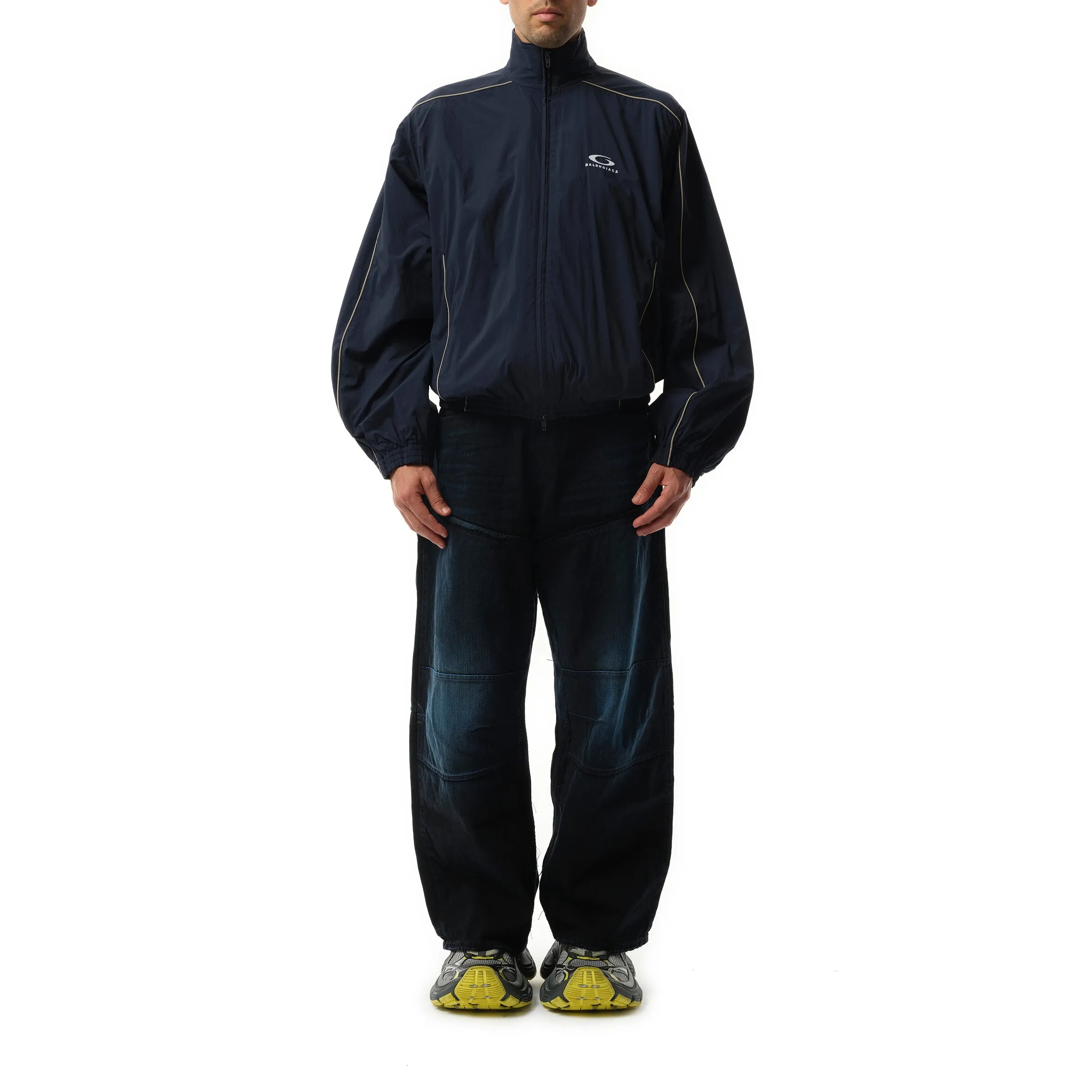 Washed Nylon Tracksuit Jacket in Navy sold by MARAIS product image thumbnail 4
