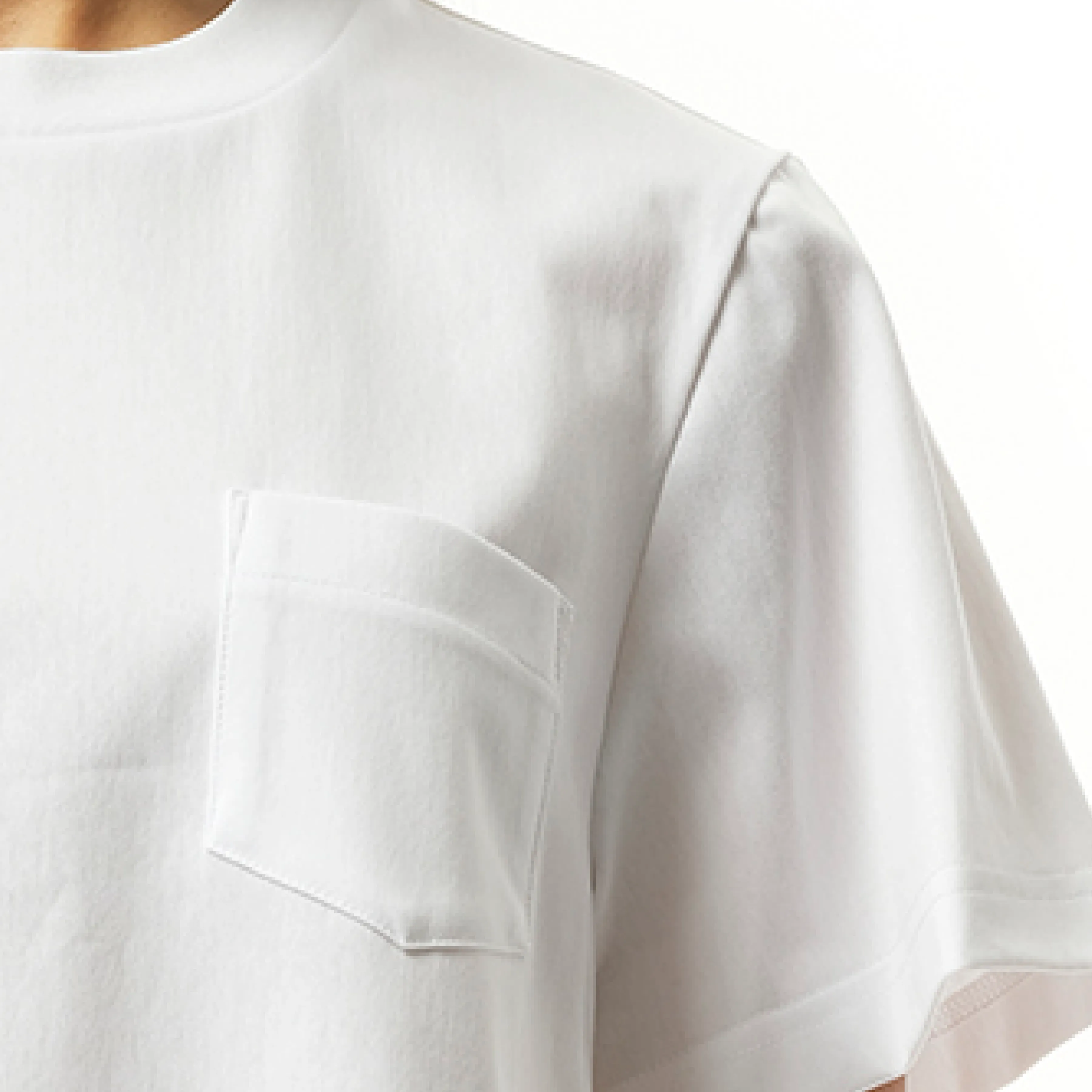 Nylon Twill Mix Cotton Jersey T-Shirt in White sold by MARAIS product image thumbnail 3