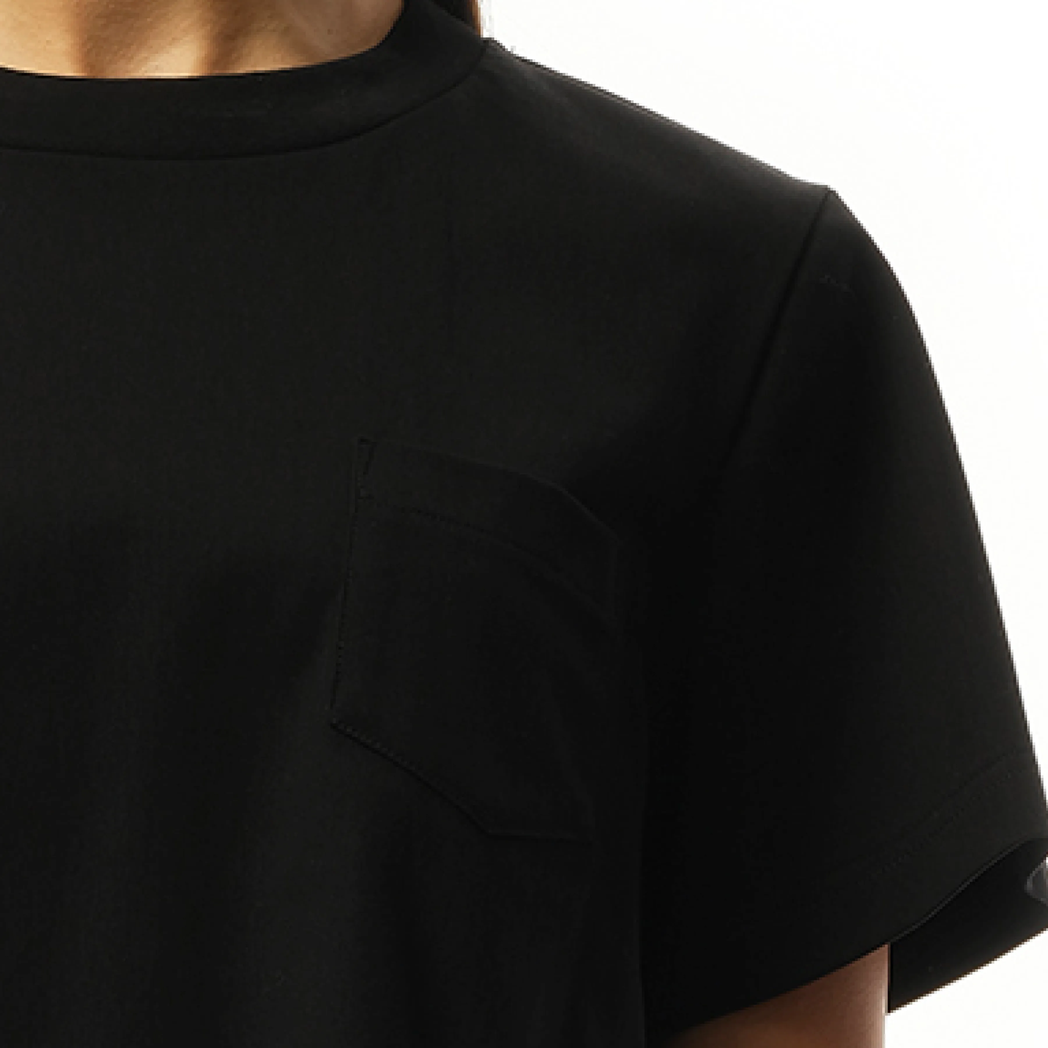 Nylon Twill Mix Cotton Jersey T-Shirt in Black sold by MARAIS product image thumbnail 3