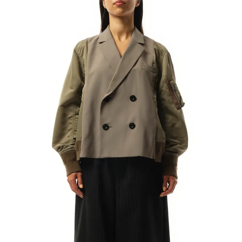 Suiting x Nylon Twill Jacket in Taupe sold by MARAIS